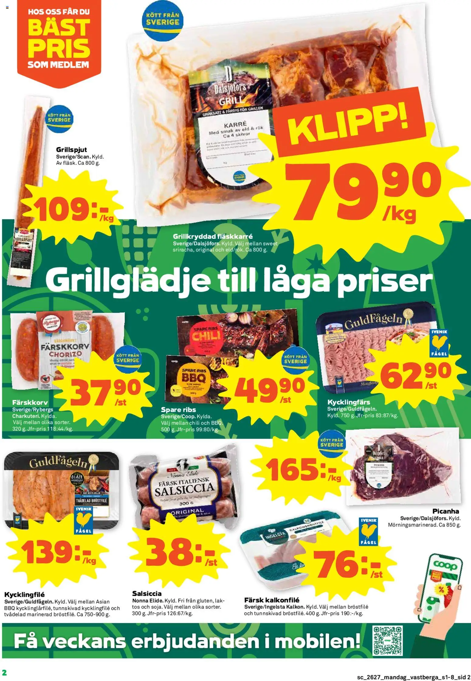 Stora Coop reklamblad aktuell från 29/06/2026 | Sida: 2 | Produkter: Grill, Kycklingfile, Chili, Chorizo