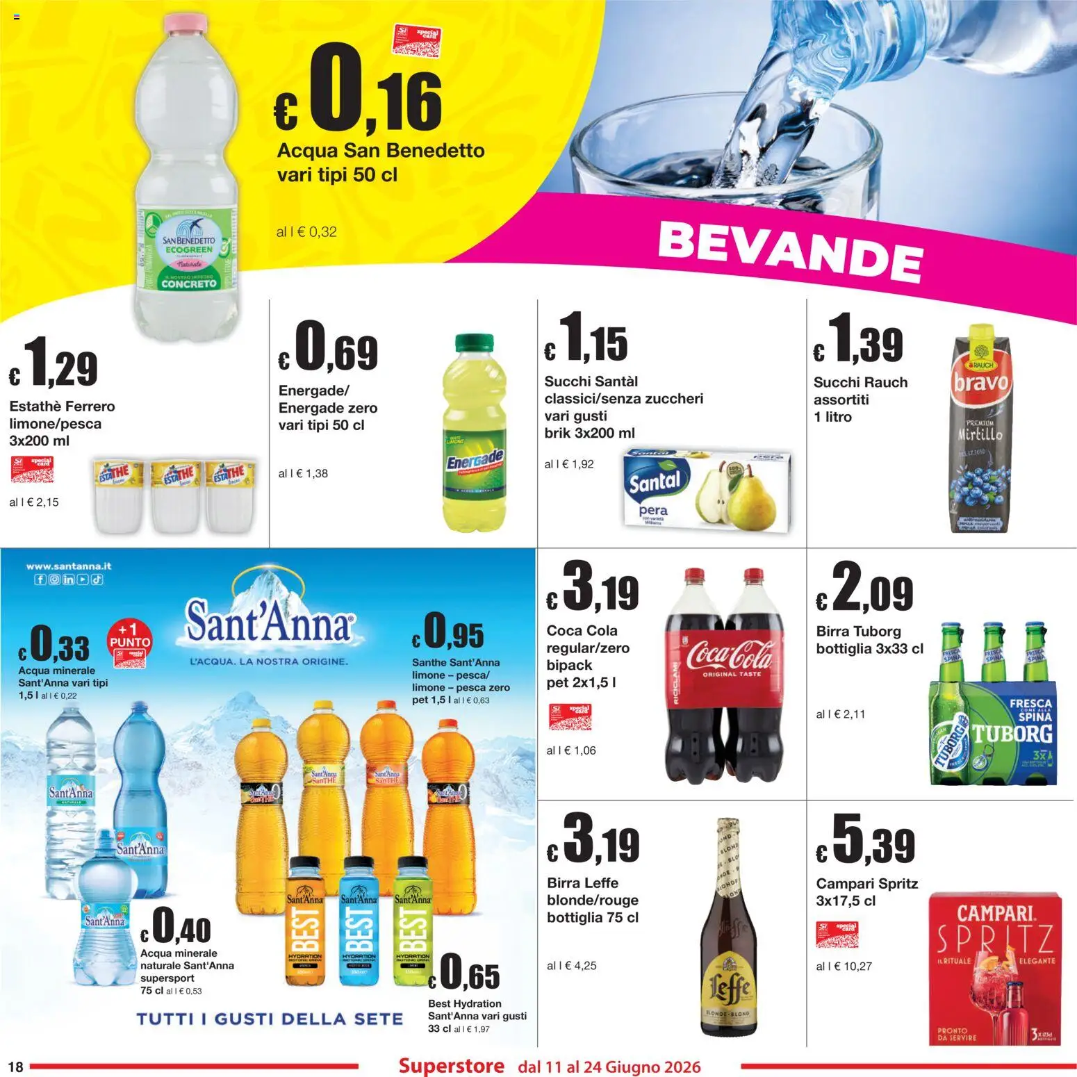 Volantino Sì con Te del 11.06.2026 | Pagina: 18 | Prodotti: Acqua, Limone, Acqua minerale, Coca Cola