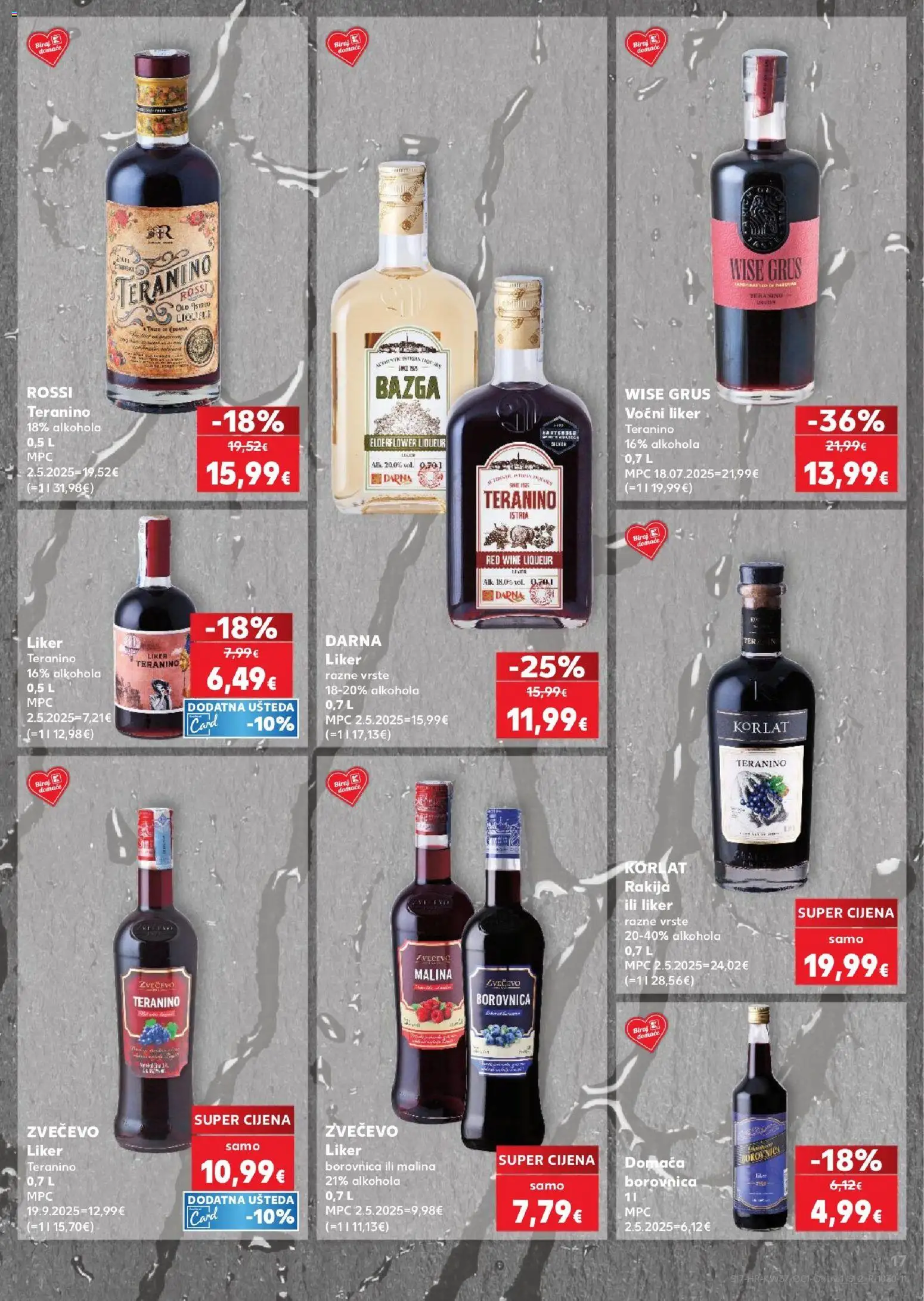 Kaufland katalog | vrijedi od 09.09.2026 | Stranica: 17 | Proizvodi: Korlat, Liker, Rakija, Borovnica