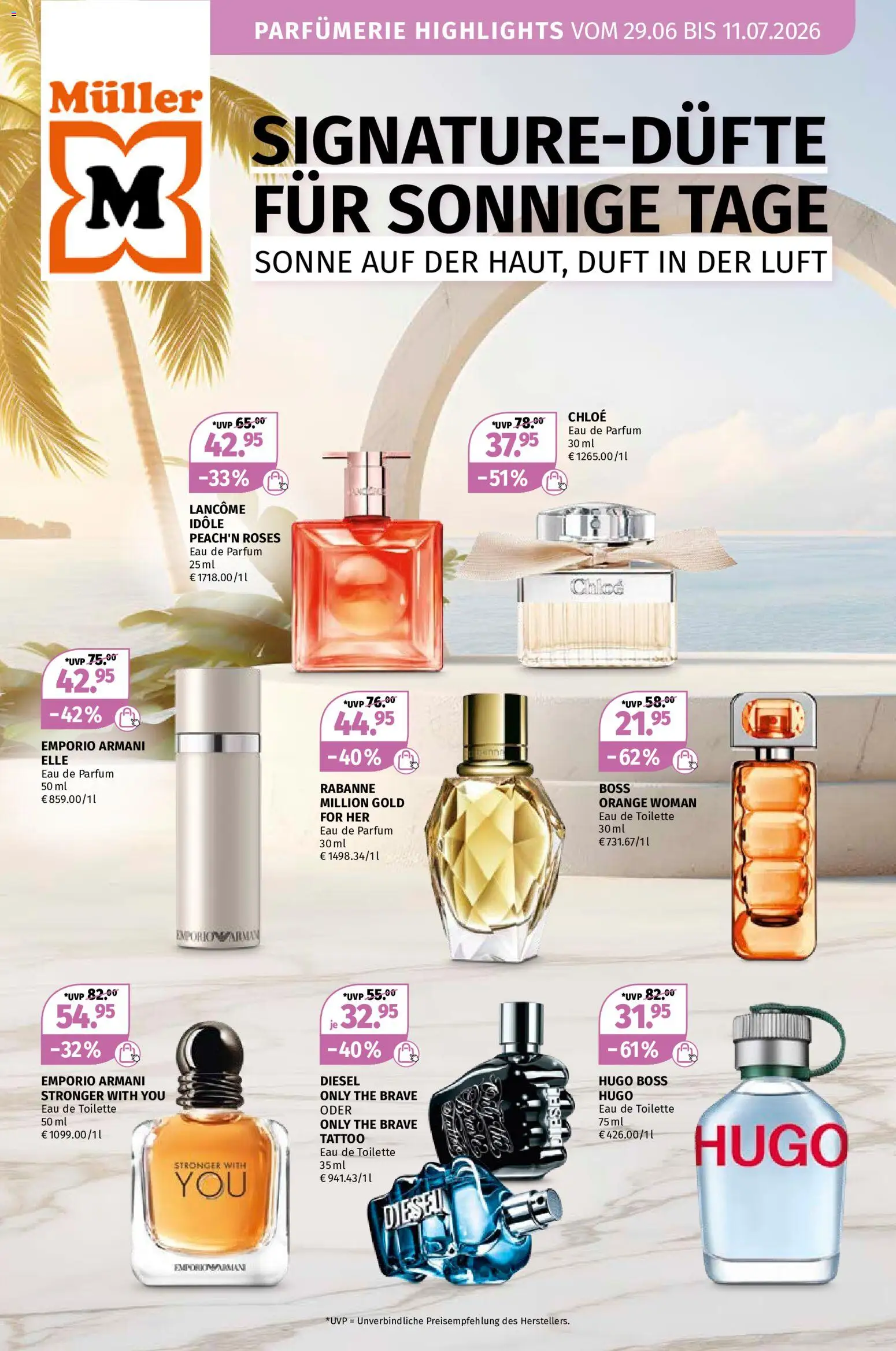 Müller Parfümerie Angebote gültig ab 29.06.2026 | Seite: 1 | Produkte: Toilette, Parfüm, Duft, Eau de Toilette
