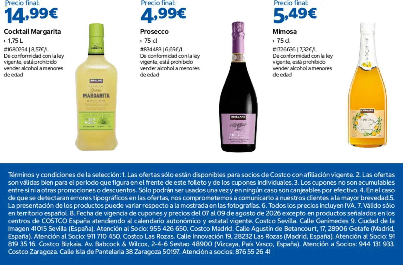 Costco Kirkland │ válido desde el 07/08/2026 | Página: 7 | Productos: Prosecco, Alcohol