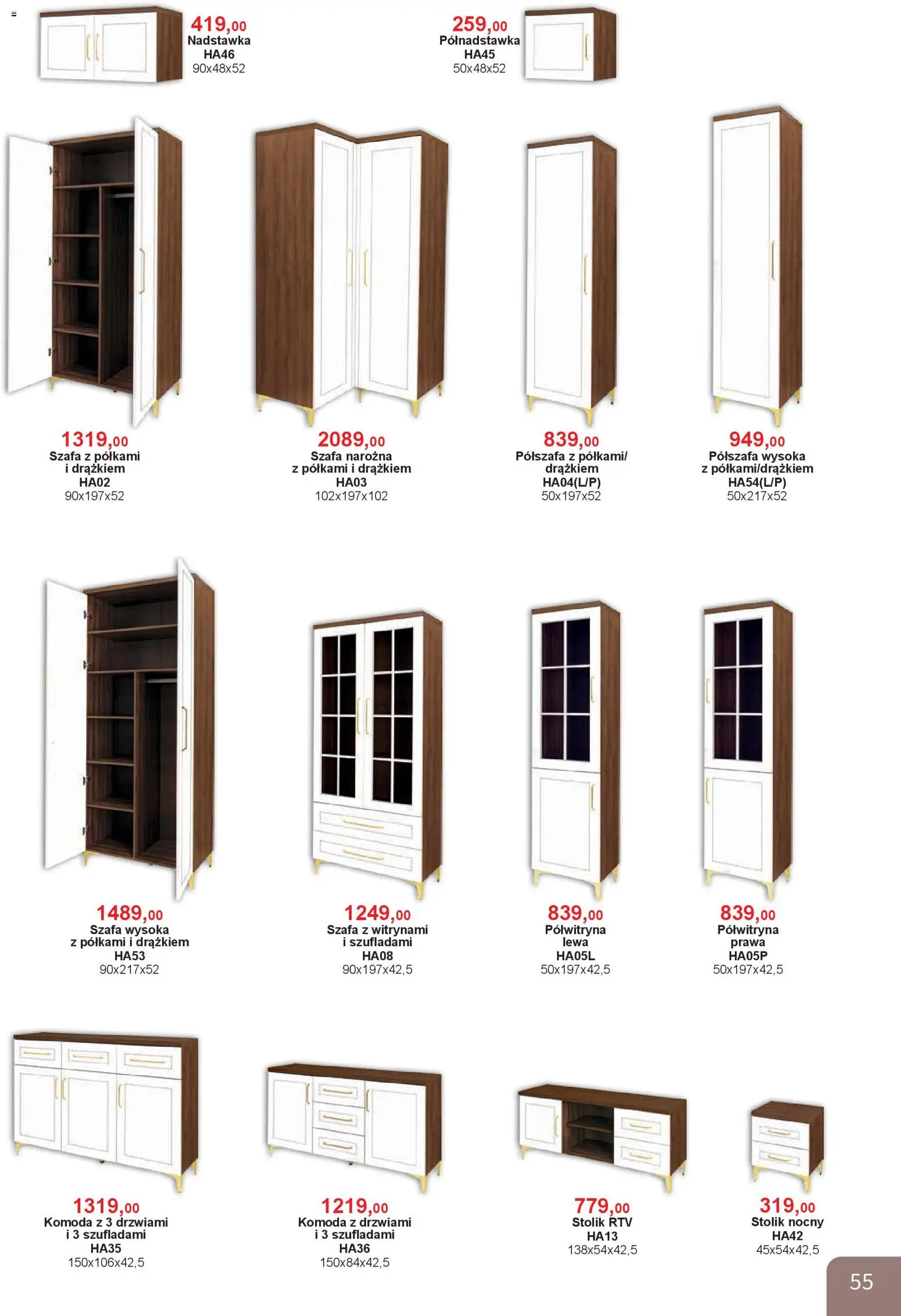 Bodzio Katalog od 01.04.2026 | Strona: 55 | Produkty: Szafa, Komoda, Stolik nocny, Szafa Narożna