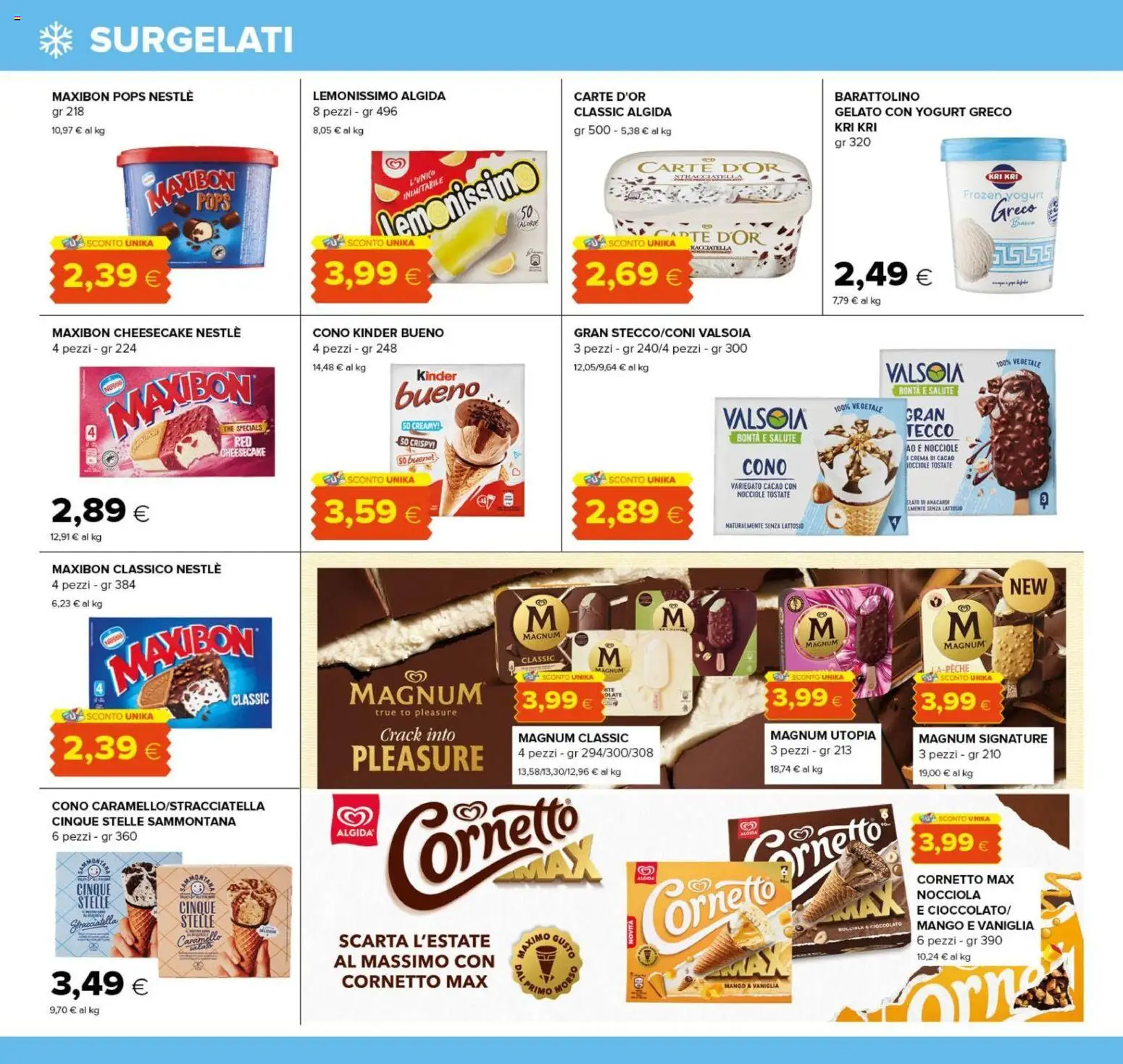 Volantino Oasi del 09/08/2026 | Pagina: 16 | Prodotti: Cornetto, Magnum, Anacardi, Cheesecake