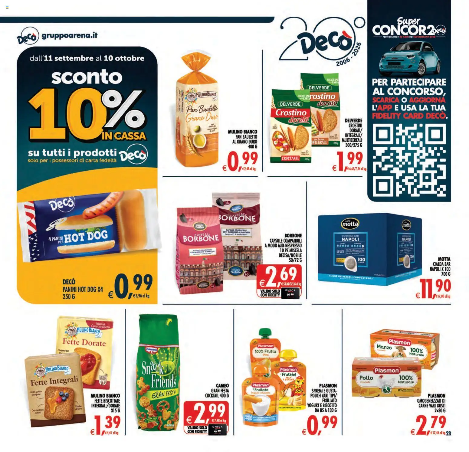 Volantino Decò del 11/09/2026 | Pagina: 23 | Prodotti: Yogurt, Carne, Cialde, Borbone