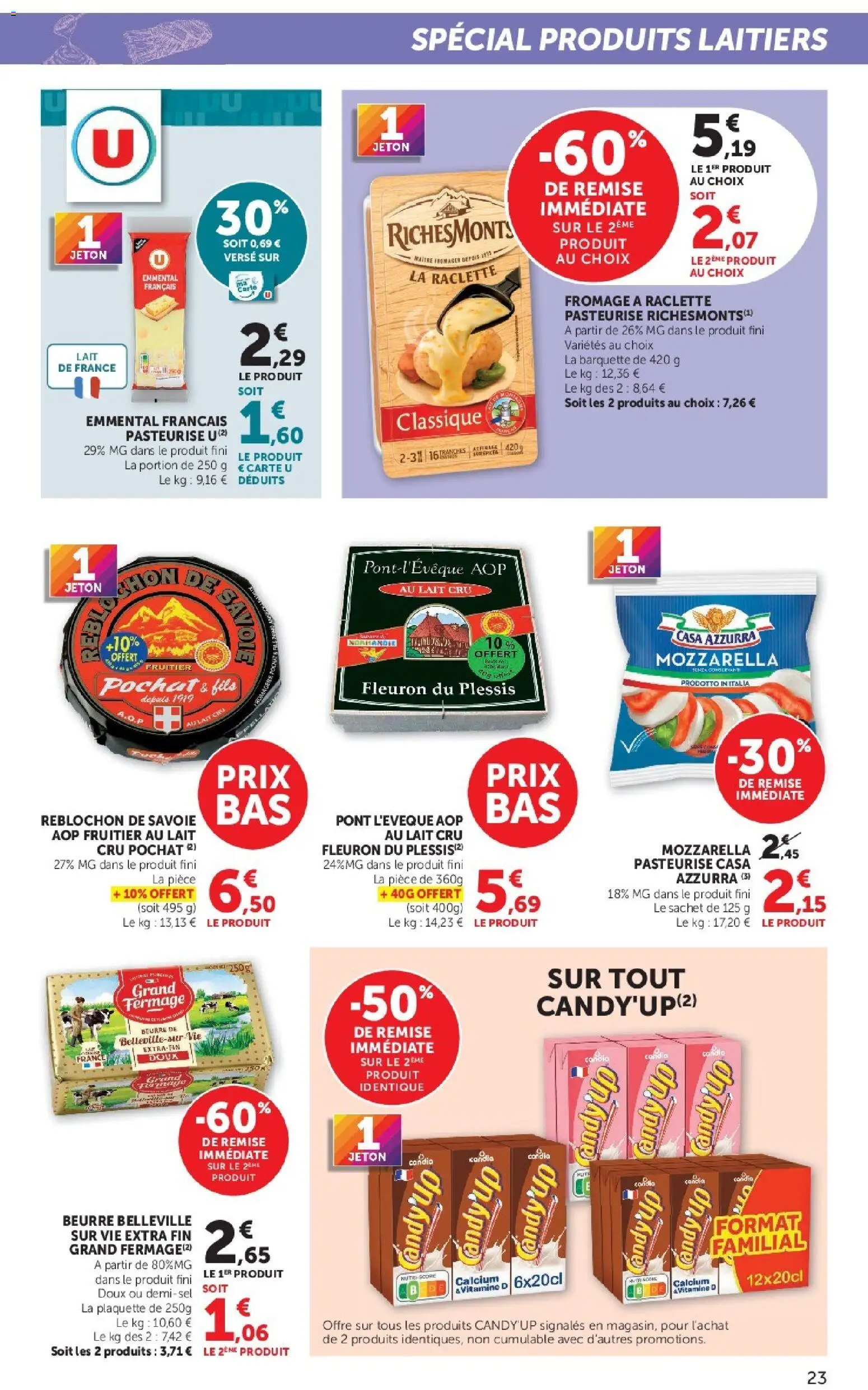 {H1} | Page: 23 | Produits: Fromage à raclette, Emmental, Produits laitiers, Fromage