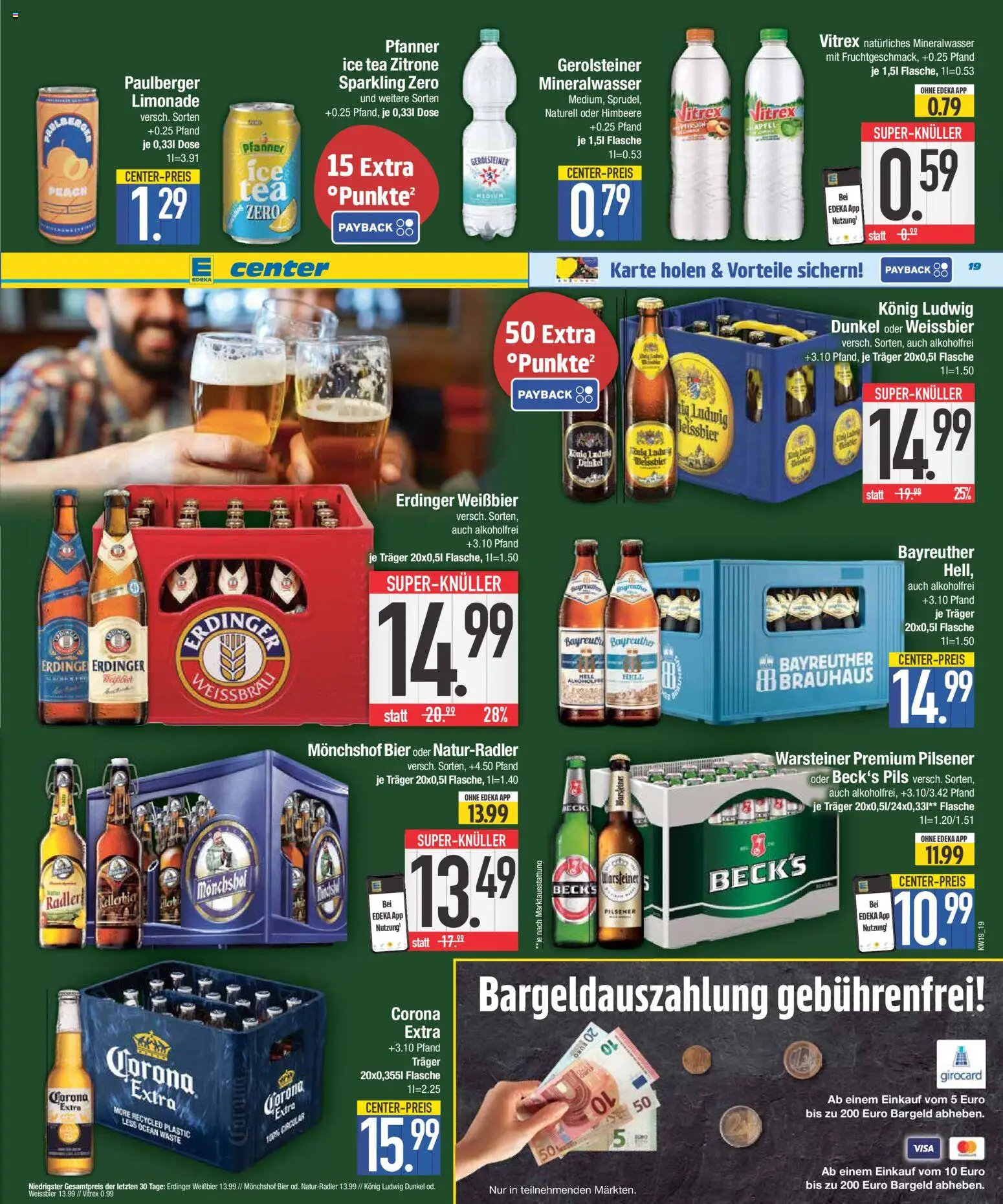 E center Prospekt 	 – gültig ab 04.05.2026 | Seite: 19 | Produkte: Erdinger, Mineralwasser, Radler, Himbeere