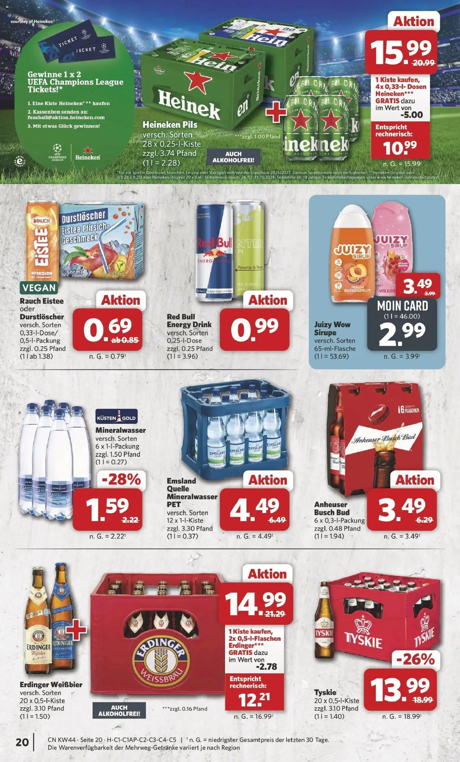 Combi Prospekt Twistringen (ab 26.10.2026) zum Blättern | Seite: 20 | Produkte: Energy, Mineralwasser, Heineken, Pfirsich