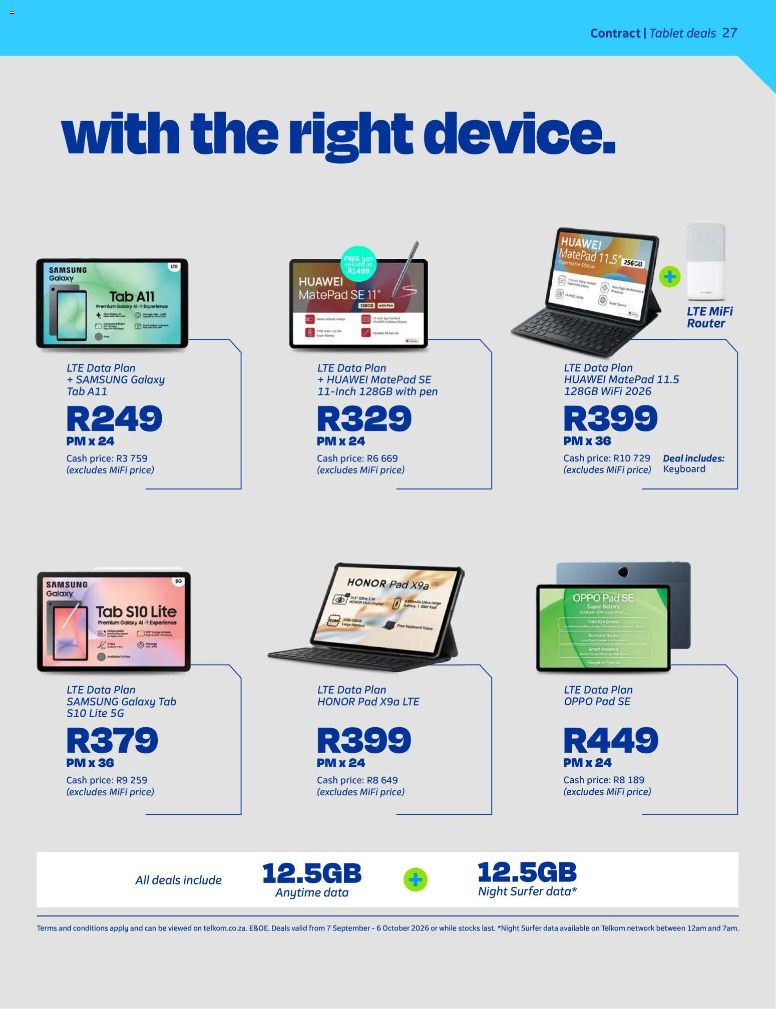 New Telkom catalogue – valid from 07/09/2026 | Page: 27 | Products: Router, Tablet, Keyboard, Pen