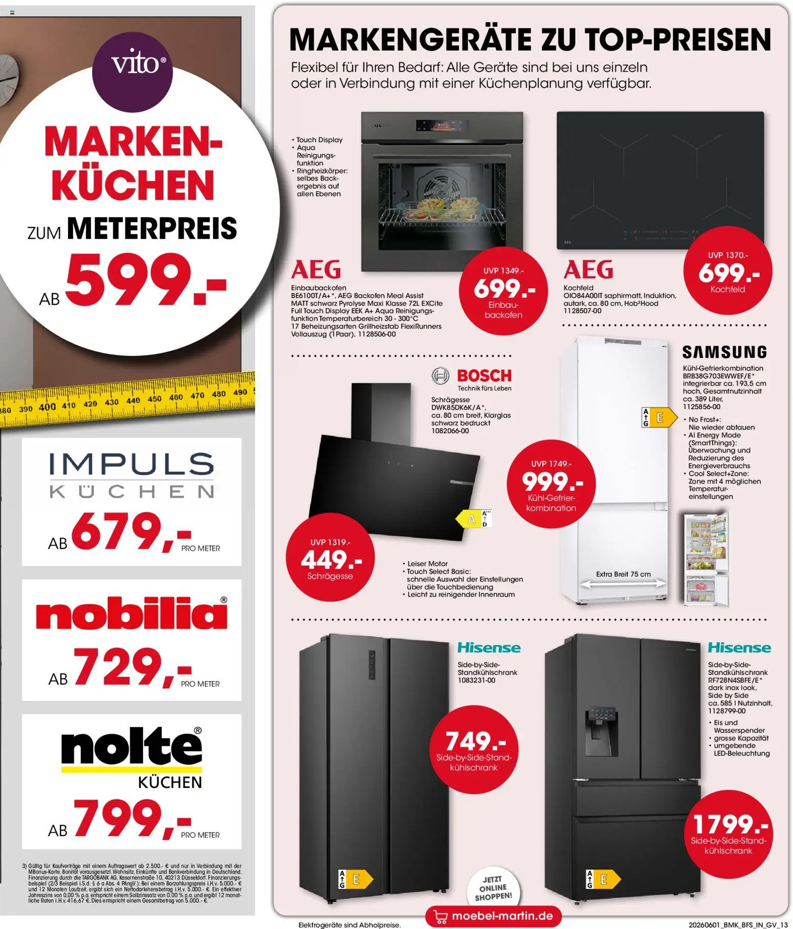 Möbel Martin Prospekt – gültig ab 01.06.2026 | Seite: 13 | Produkte: Kühlschrank, Kochfeld, Backofen, Kuchen
