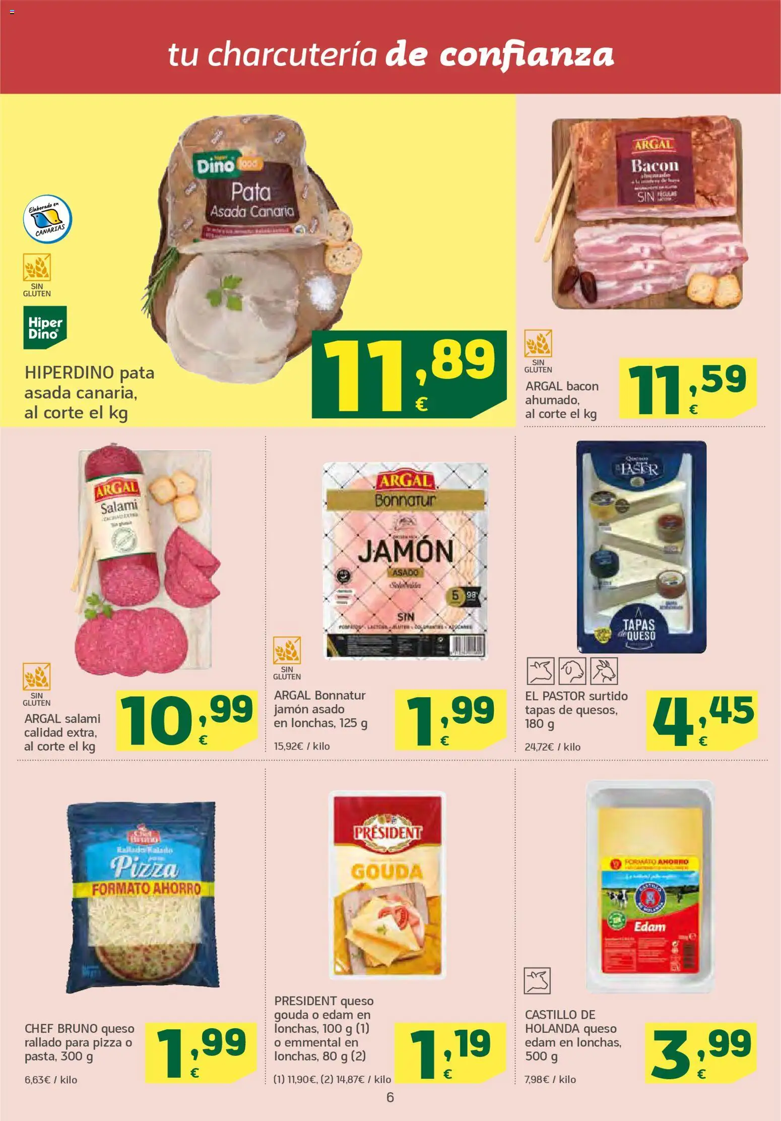 HiperDino folleto │ válido desde el 10.03.2026 | Página: 6 | Productos: Queso, Pizza, Queso Gouda, Salami