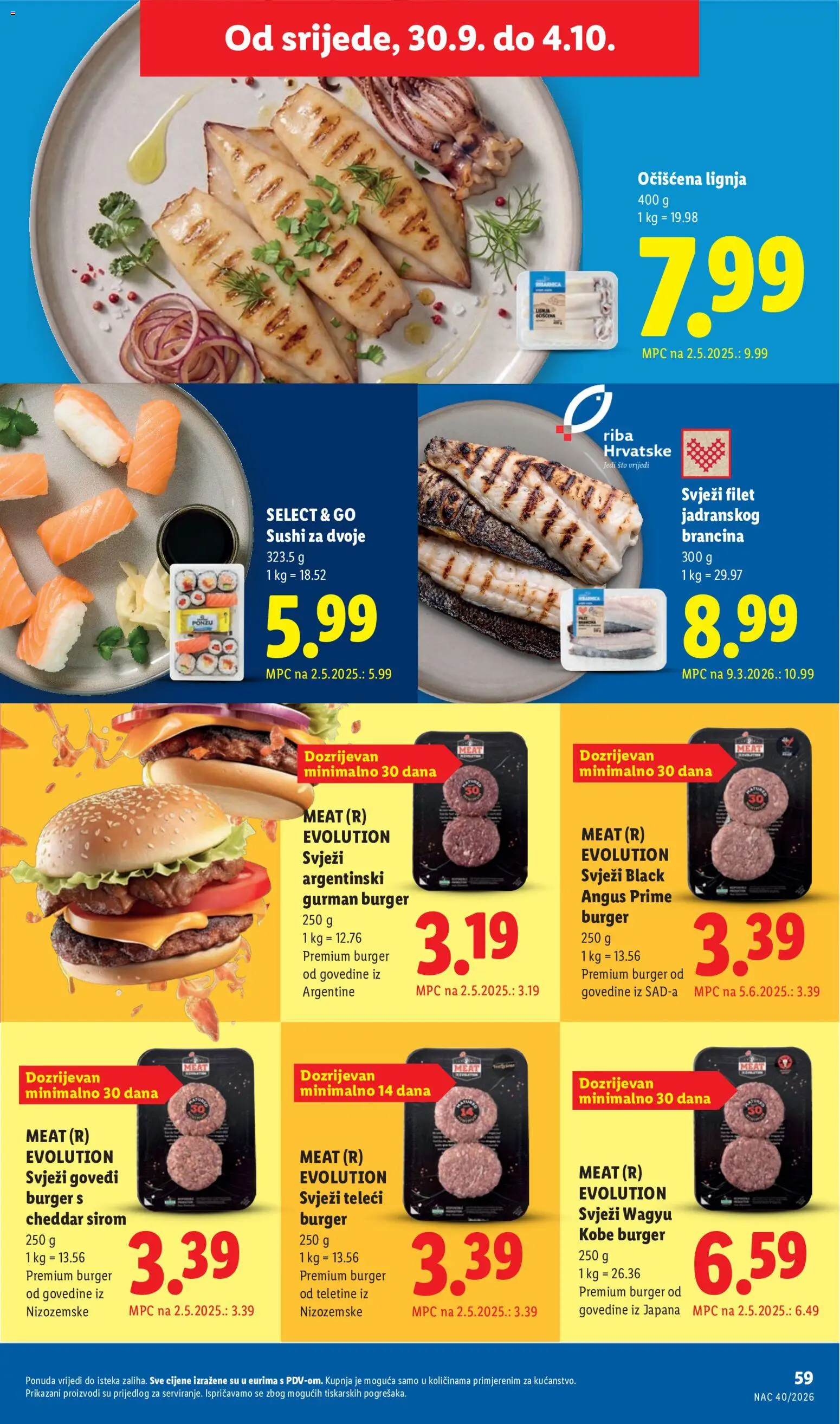 Lidl katalog | vrijedi od 28.09.2026 | Stranica: 59 | Proizvodi: Cheddar, Riba, Sushi
