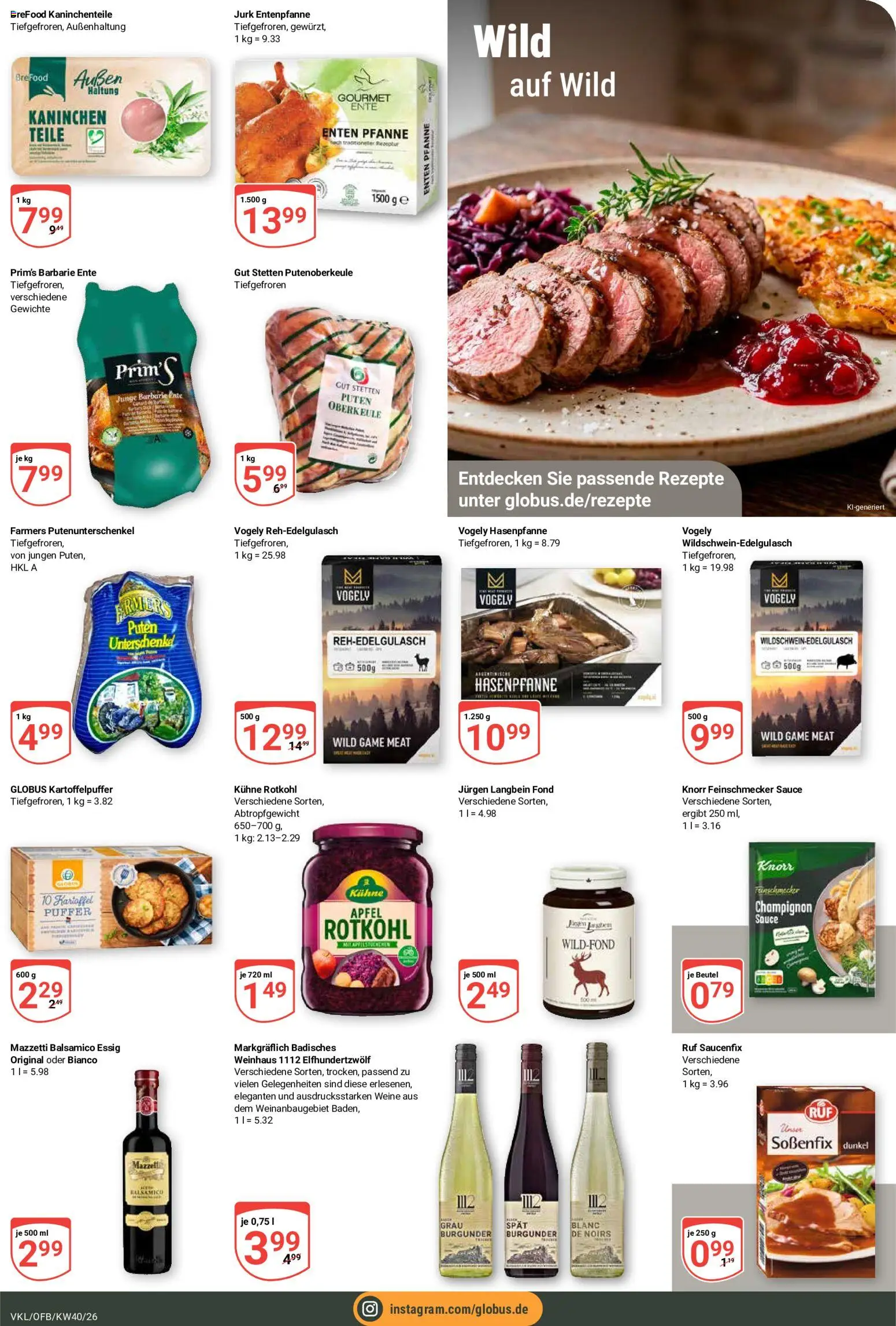 Globus Prospekt Völklingen – gültig ab 28.09.2026 | Seite: 13 | Produkte: Rotkohl, Essig, Kaninchen, Ente
