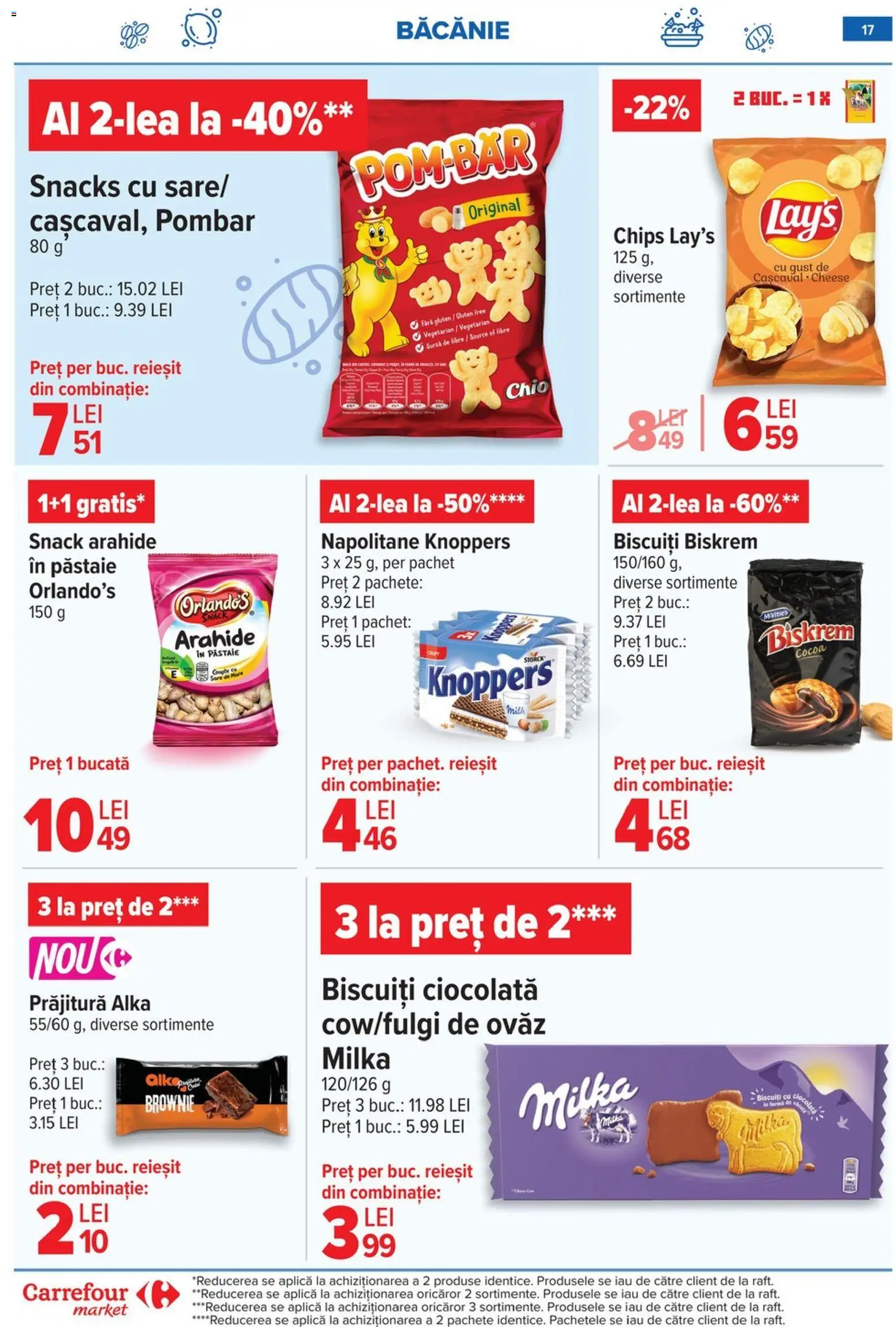 Noul catalog Carrefour – valabil de la 20.05.2026 | Pagină: 17 | Produse: Napolitane, Ciocolată, Biscuiți, Sare