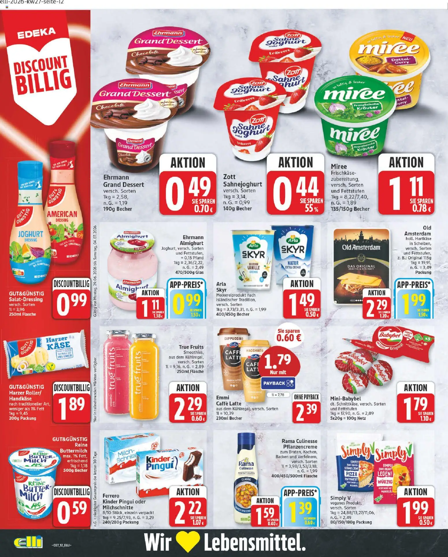 Elli Markt Prospekt Lippstadt – gültig ab 29.06.2026 | Seite: 12 | Produkte: Rama, Babybel, Pizza, Sahne