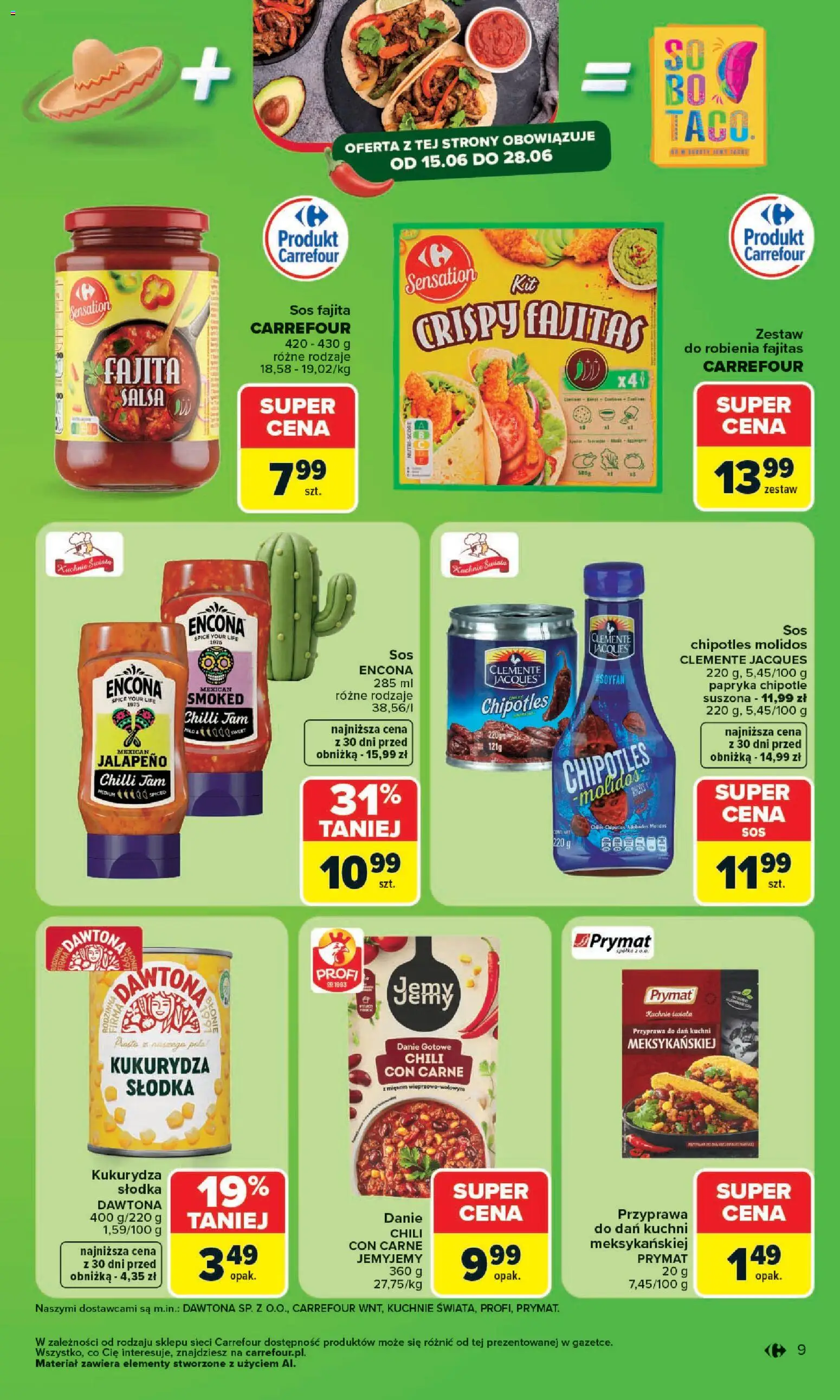 Carrefour gazetka - Kuchnia meksykańska od 15.06.2026 | Strona: 9 | Produkty: Chili, Kukurydza słodka, Kukurydza, Papryka