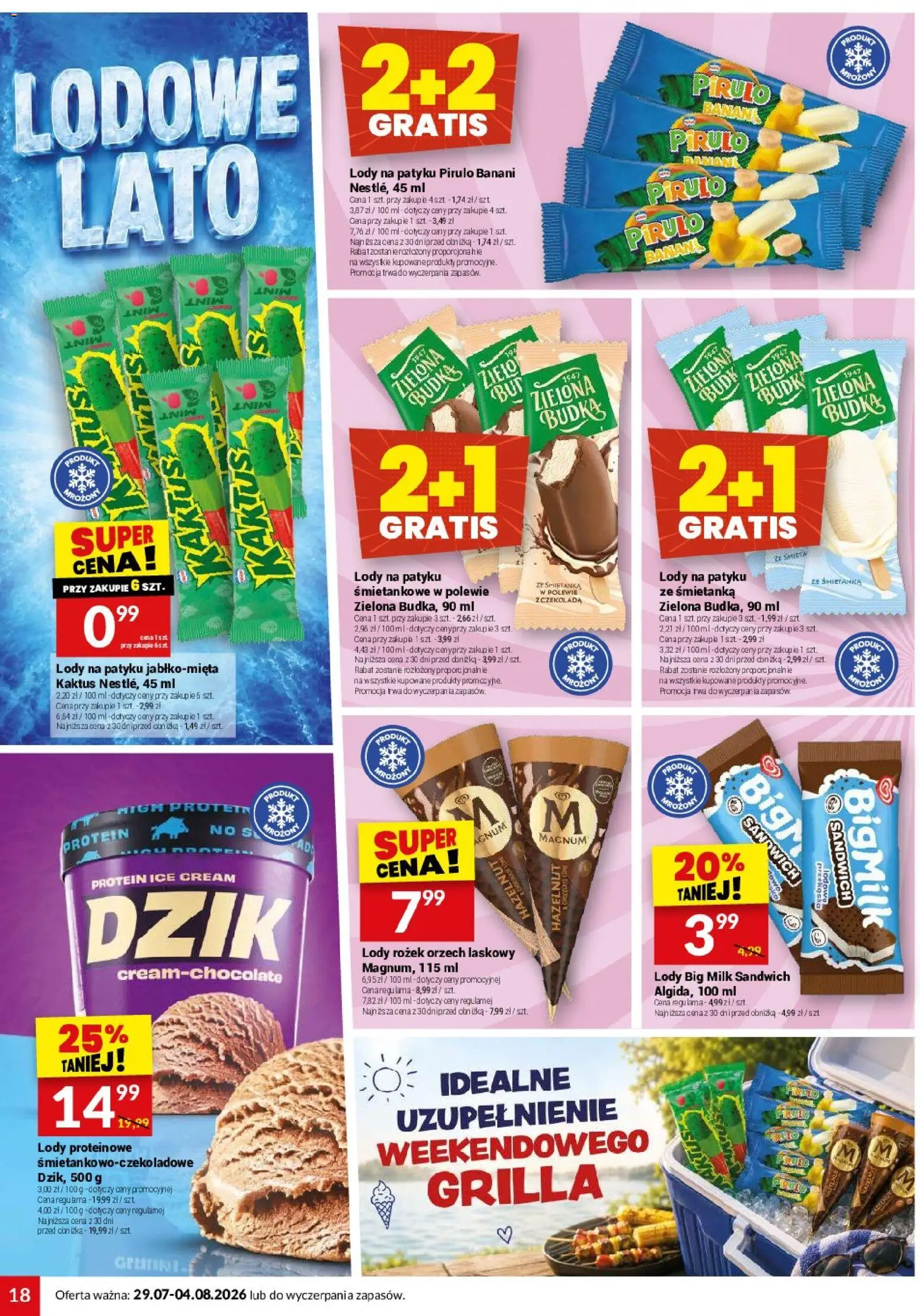 Twój Market gazetka od 29.07.2026 | Strona: 18 | Produkty: Sandwich, Big Milk, Lody na patyku, Lody