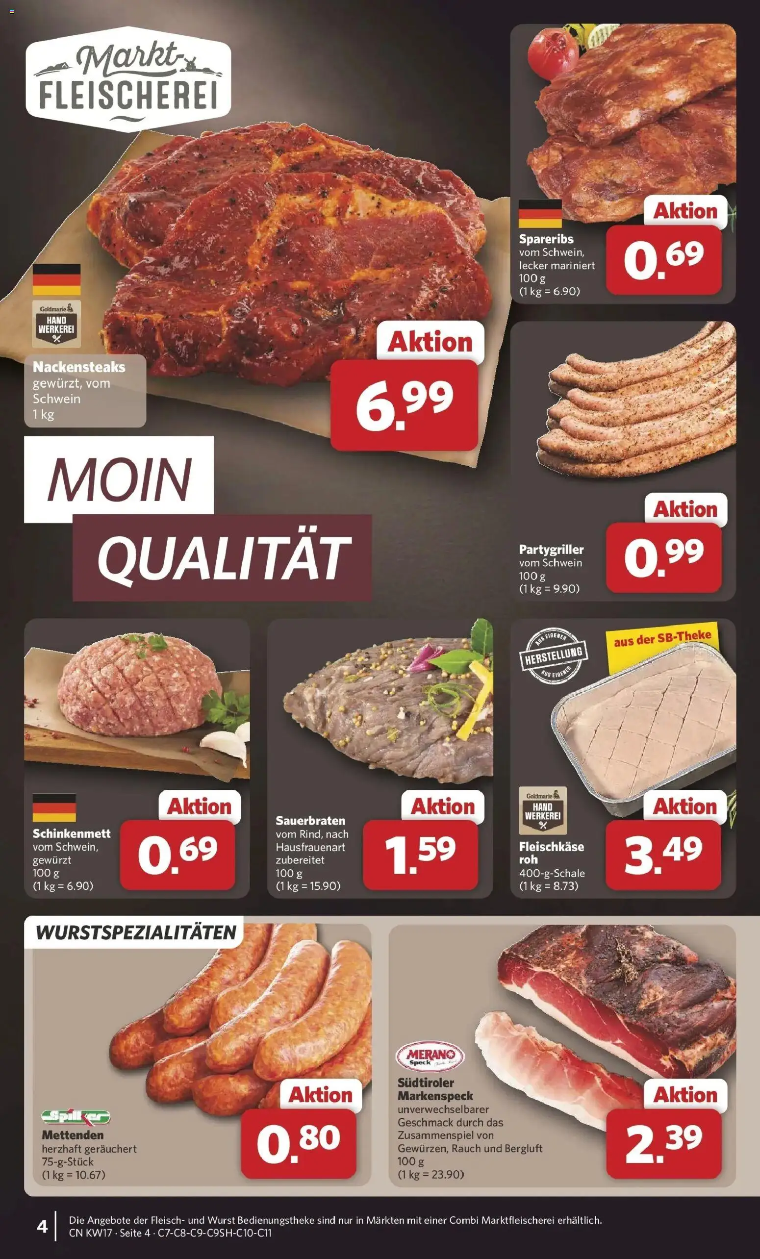 Combi Prospekt Detmold – gültig ab 20.04.2026 | Seite: 4 | Produkte: Nackensteaks, Wurst, Fleisch