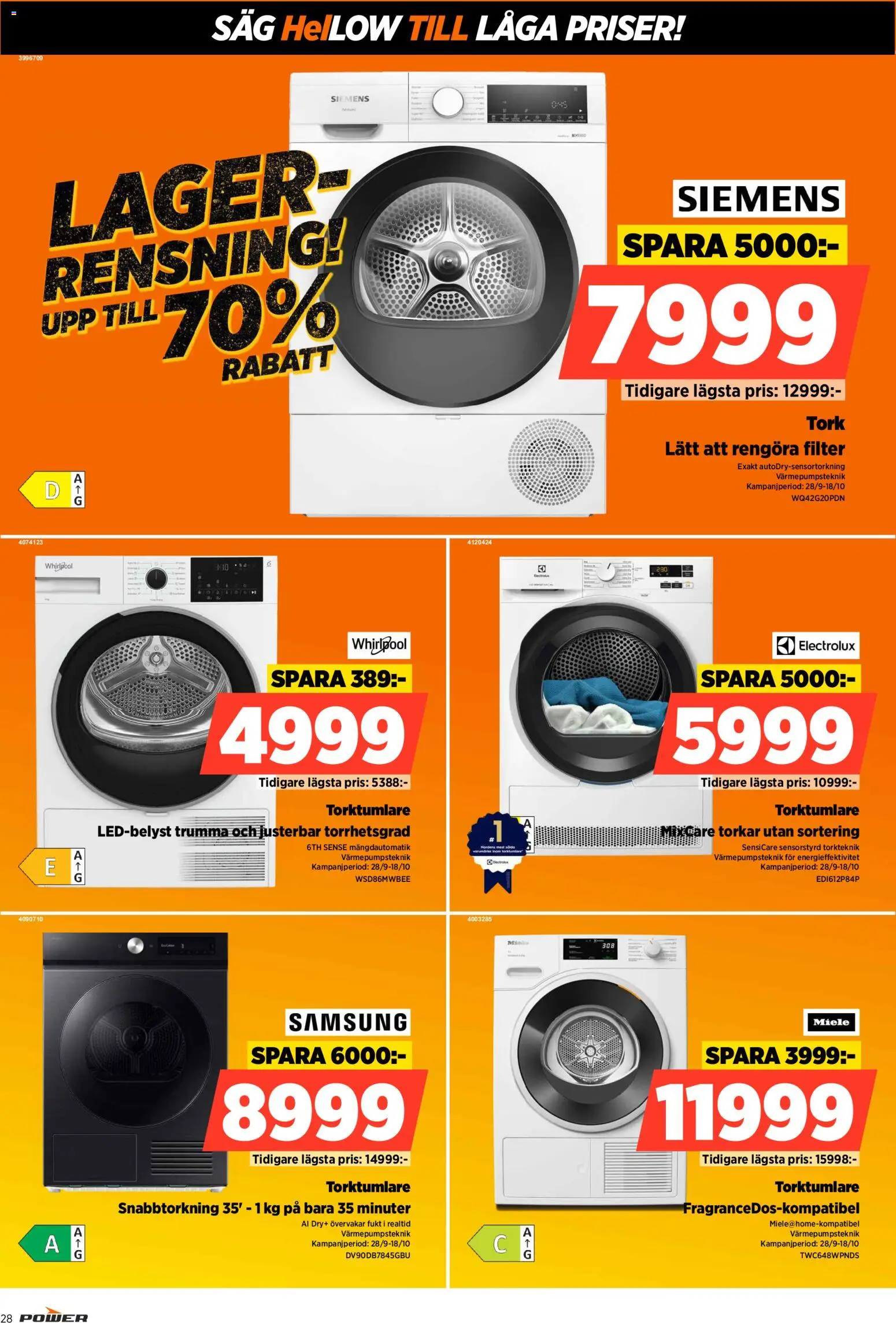 Power reklamblad aktuell från 28/09/2026 | Sida: 28 | Produkter: Såg, Filter, Torktumlare