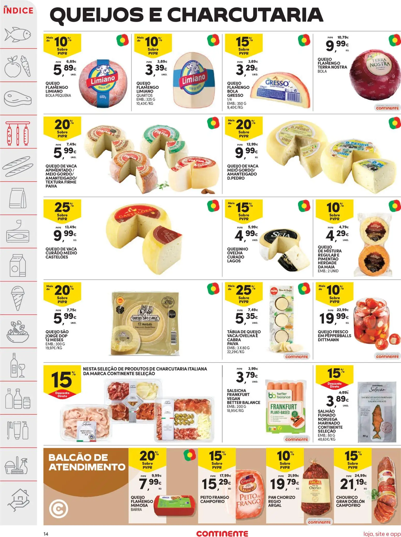 Continente folheto │ válido de 07/07/2026 | Página: 16 | Produtos: Pimentão, Salmão, Salsicha, Queijo