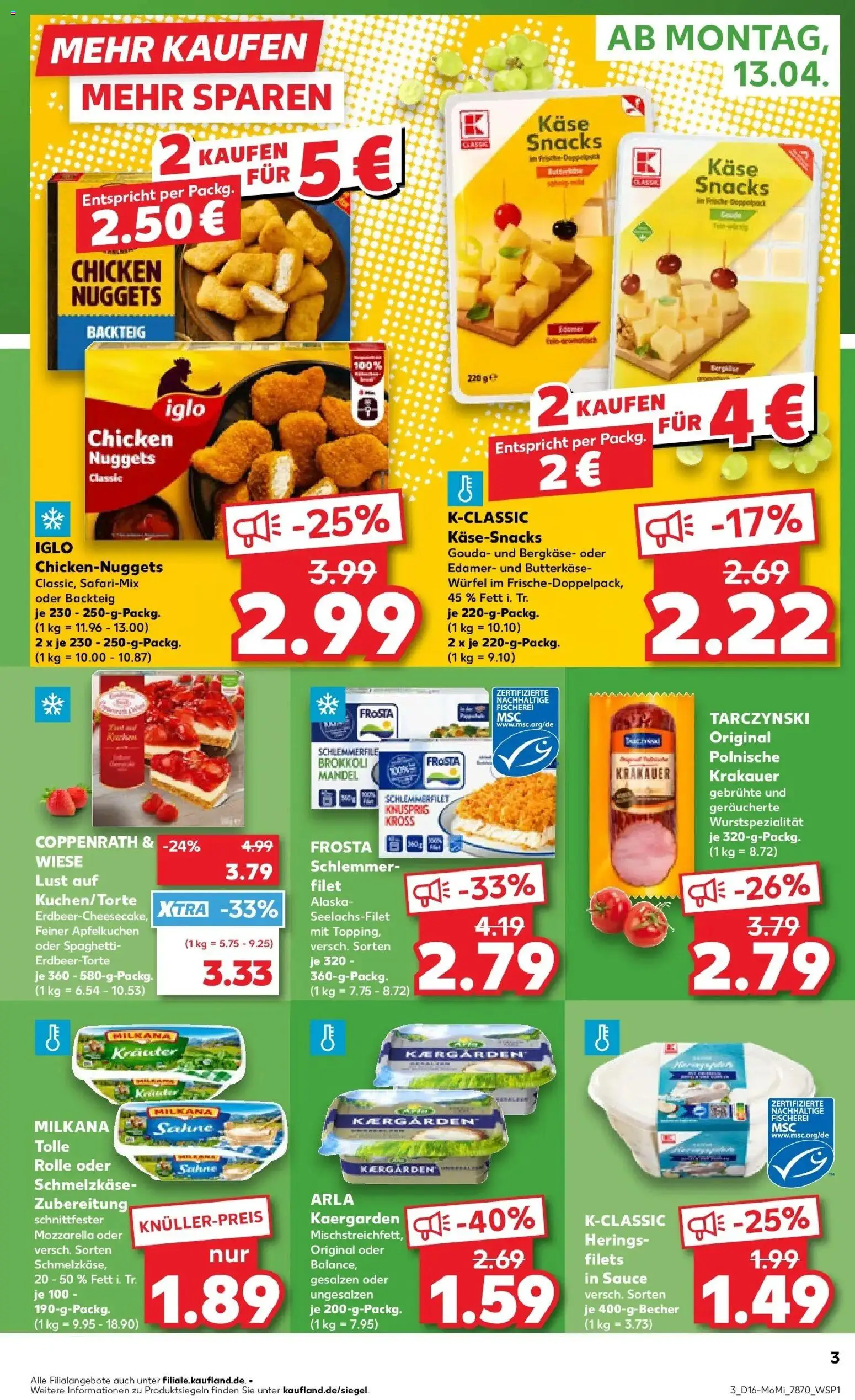Kaufland Prospekt Sindelfingen	 – gültig ab 13.04.2026 | Seite: 3 | Produkte: Käse, Milkana, Iglo, Edamer