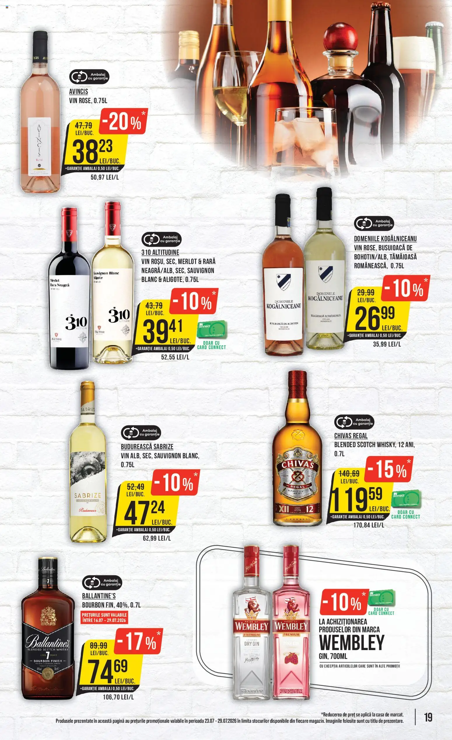 Noul catalog Mega Image – valabil de la 23.07.2026 | Pagină: 19 | Produse: Aplică, Vin alb, Bourbon, Gin