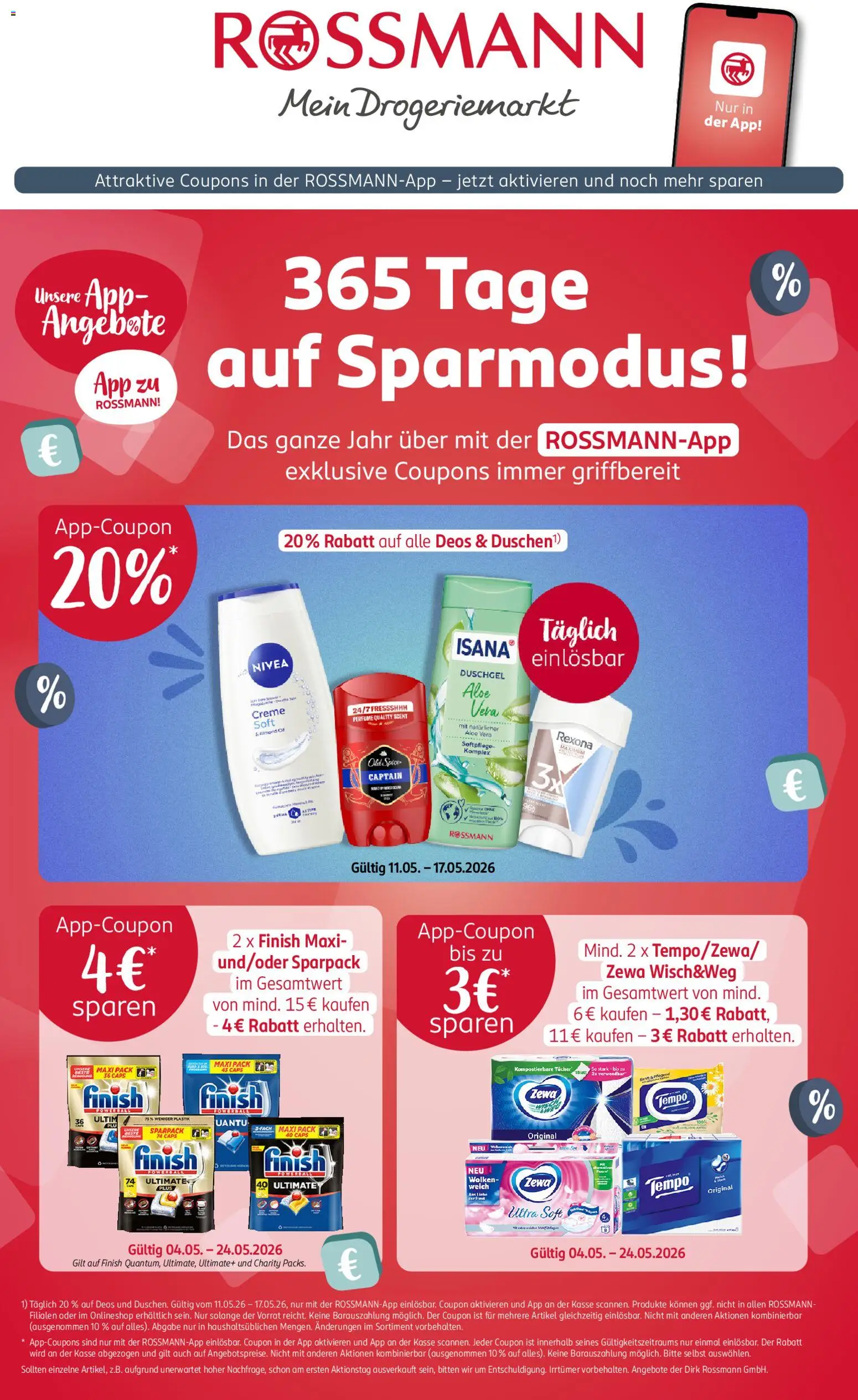 Rossmann Prospekt 	 – gültig ab 11.05.2026 | Seite: 1 | Produkte: Zewa, Finish, Creme, Duschgel