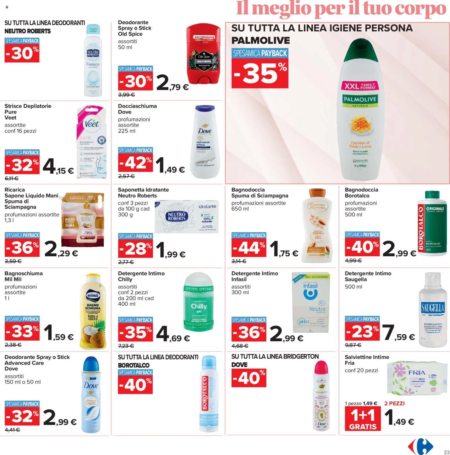 Volantino Carrefour del 15/09/2026 | Pagina: 33 | Prodotti: Strisce, Bagnoschiuma, Detergente, Cocco