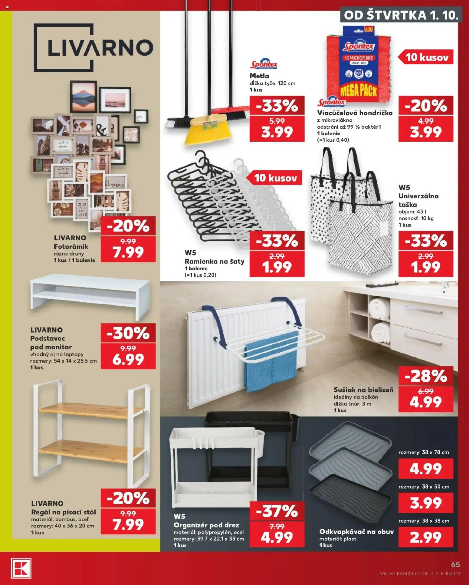 Nové Kaufland akcie – leták je platný od 01.10.2026 | Strana: 65 | Produkty: Monitor, Organizér, Drez, Regál