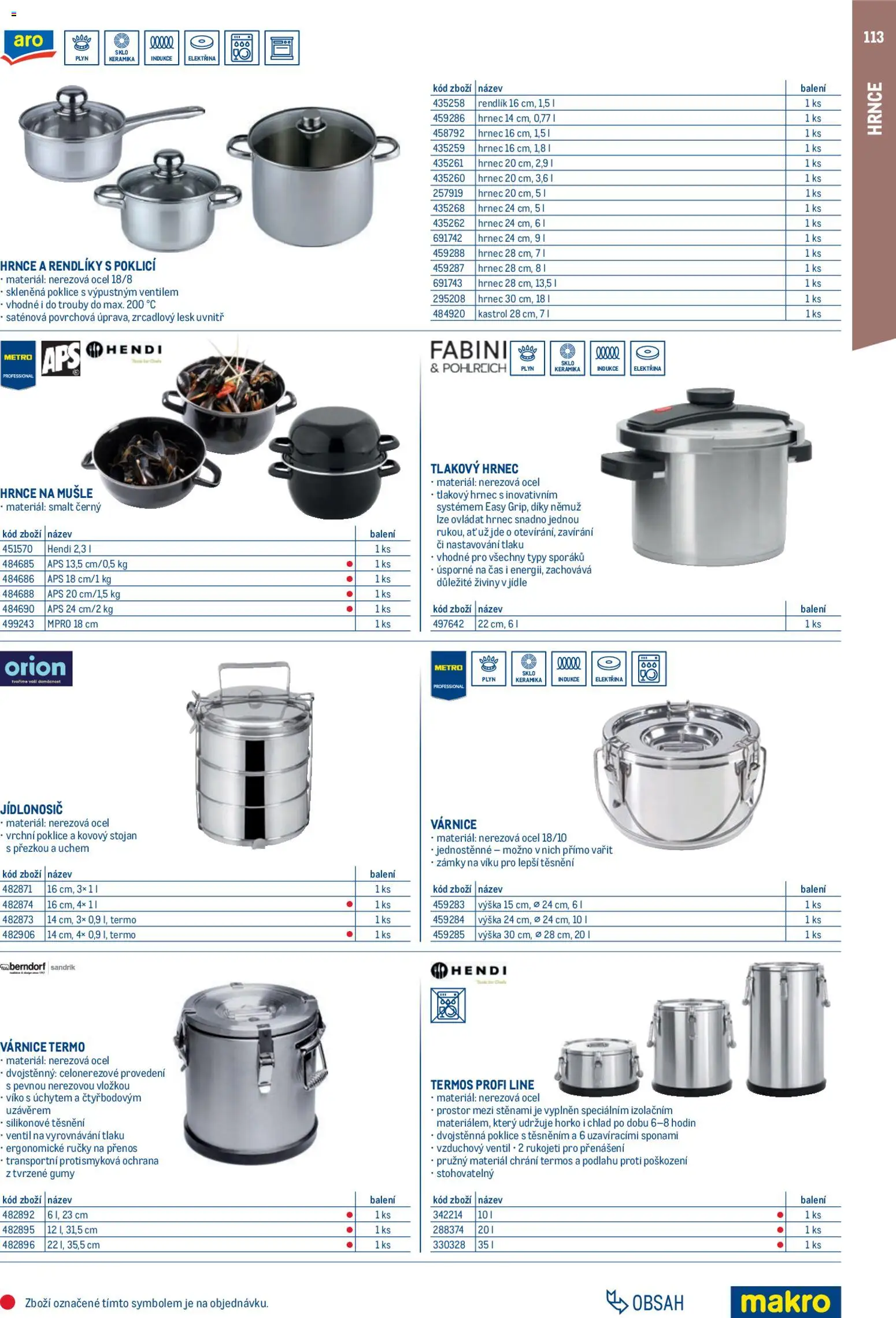 Makro leták - Gastro vybavení a zařízení od 01.02.2026 | Strana: 113 | Produkty: Tlakový hrnec, Hrnce, Jídlonosič, Hrnec