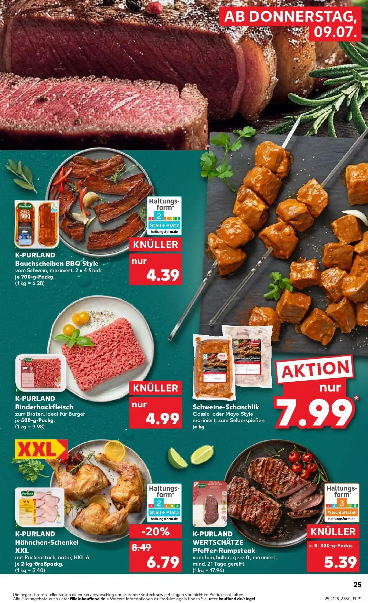 Kaufland Prospekt Rheda-Wiedenbrück – gültig ab 09.07.2026 | Seite: 25 | Produkte: Beilagen, Hahnchenschenkel, Burger