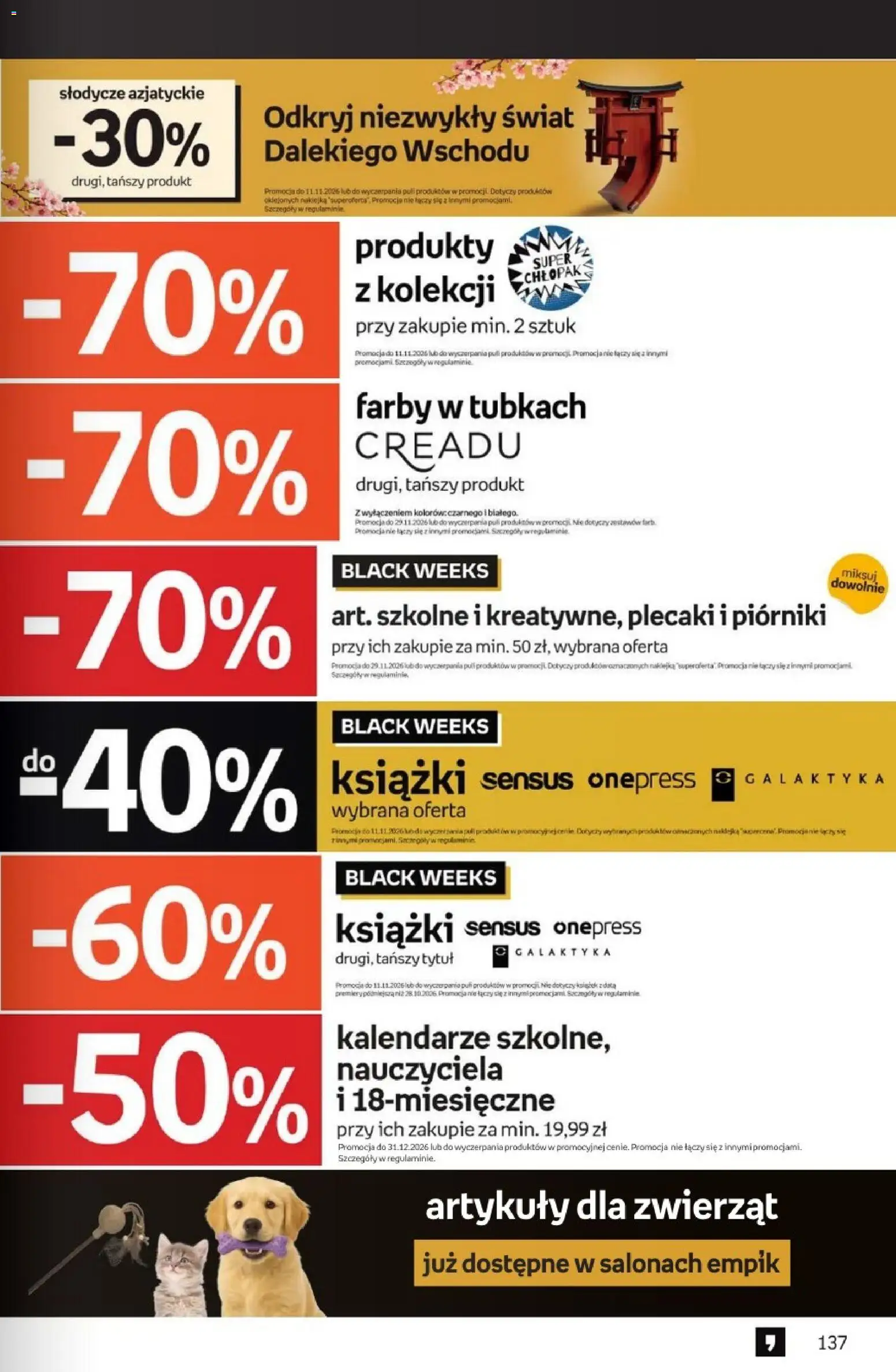Empik Black Weeks od 28.10.2026 | Strona: 137 | Produkty: Słodycze, Plecaki, Książki