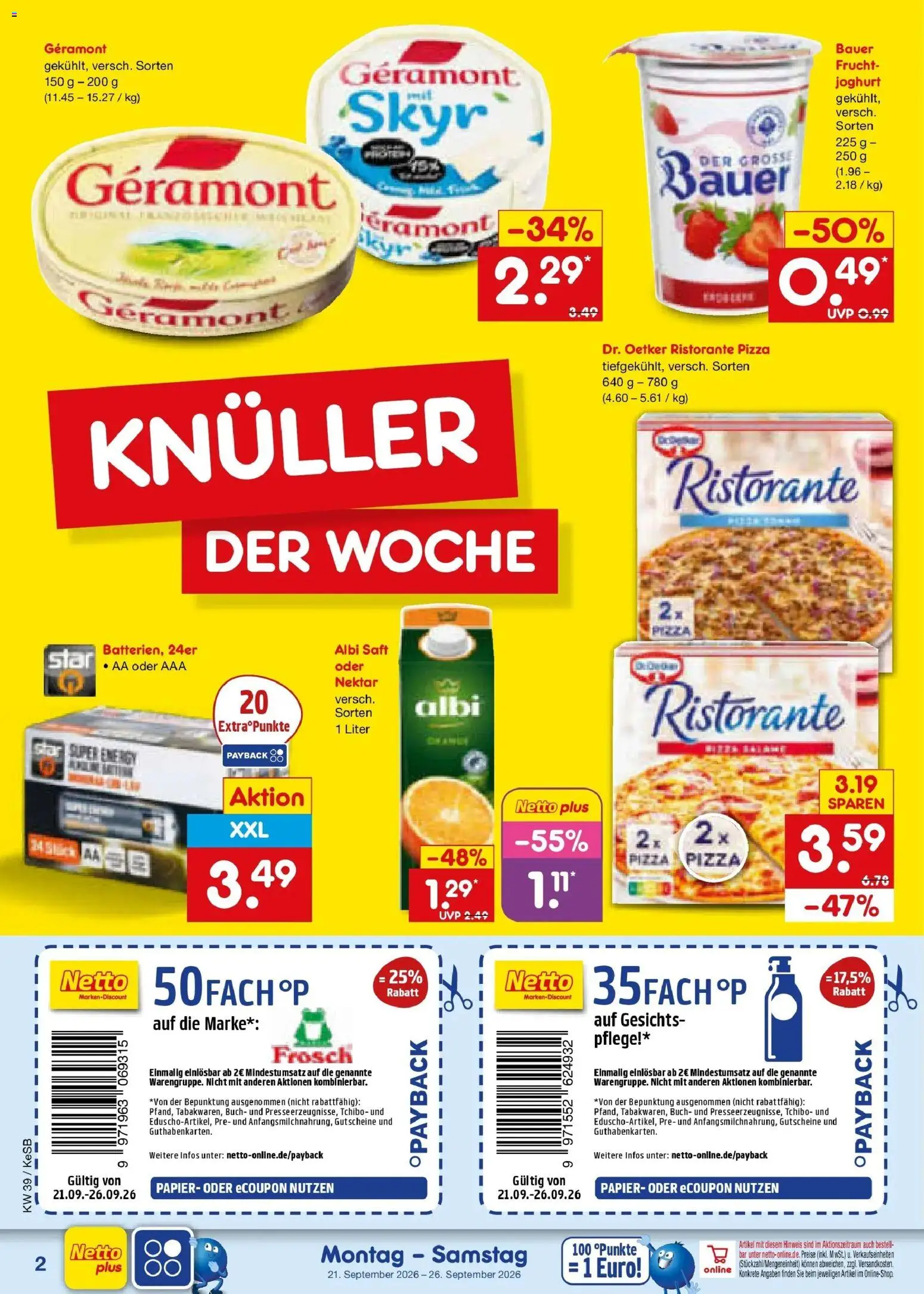 Netto Marken-Discount Prospekt Koblenz – gültig ab 21.09.2026 | Seite: 2 | Produkte: Ristorante, Energy, Pizza, Saft