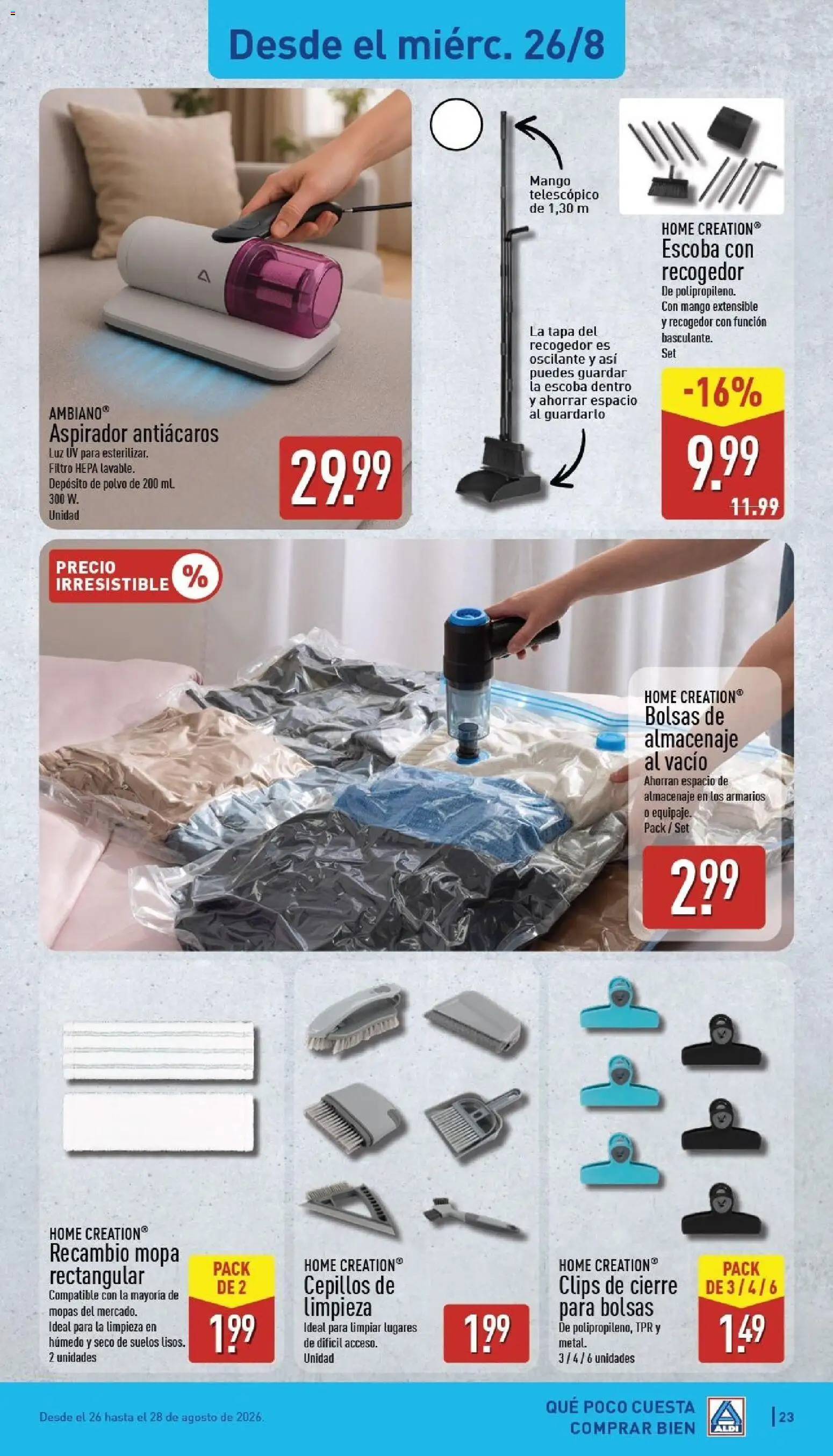 Aldi folleto Península │ válido desde el 24/08/2026 | Página: 23 | Productos: Polvo, Filtro HEPA, Escoba, Almacenaje