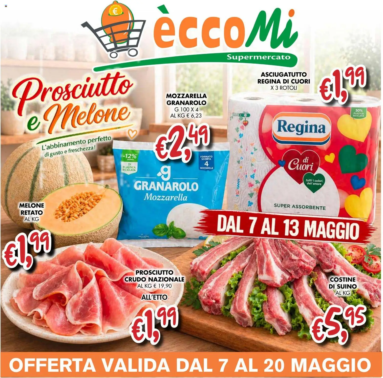 Volantino Coal del 07.05.2026 | Pagina: 1 | Prodotti: Prosciutto Crudo, Suino, Melone, Asciugatutto