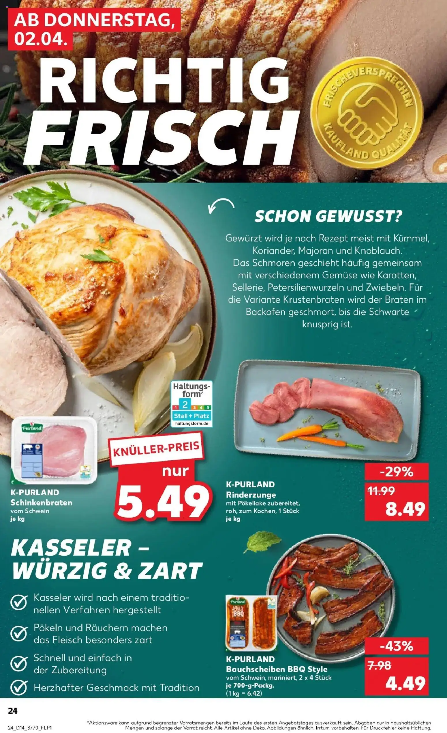 Kaufland Prospekt Seelow	 – gültig ab 02.04.2026 | Seite: 24 | Produkte: Krustenbraten, Gemüse, Backofen, Fleisch
