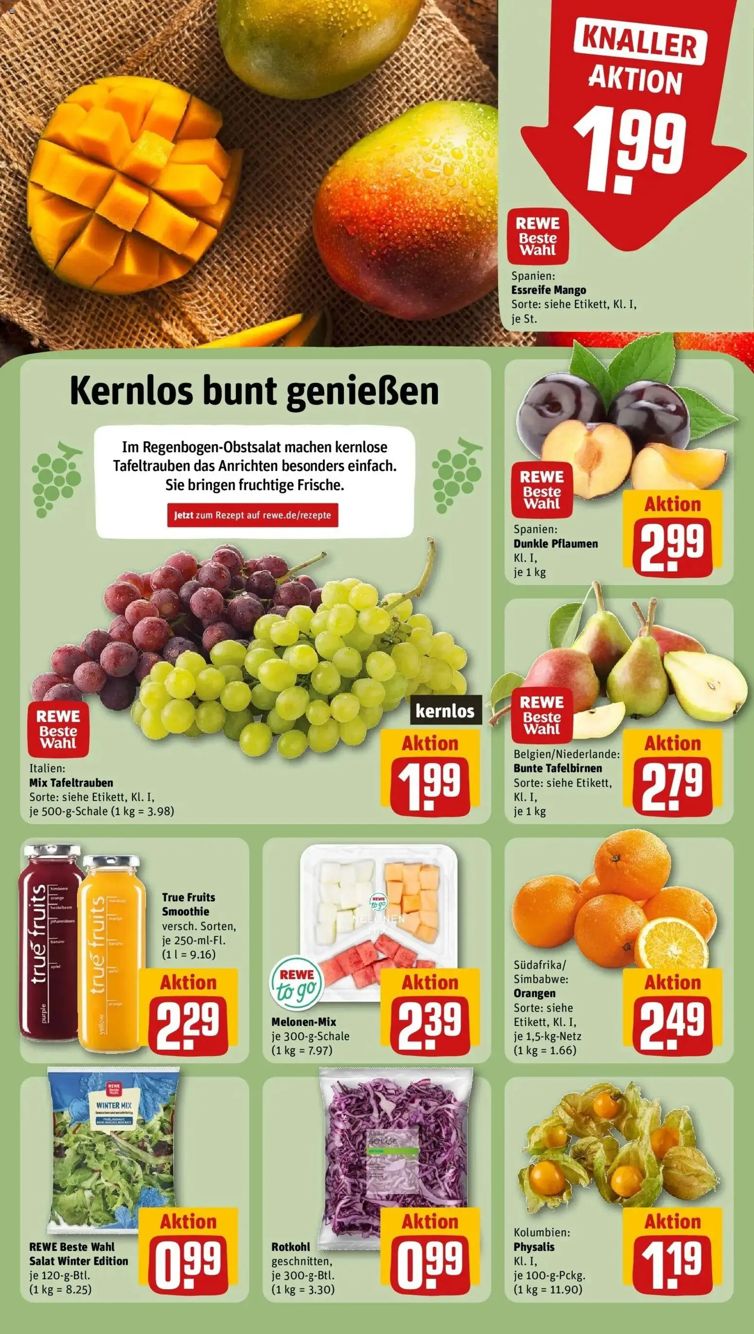 REWE Prospekt ab 05.10.2026 zum Blättern » Angebote | Seite: 8 | Produkte: Pflaumen, Rotkohl, Äpfel, Orangen