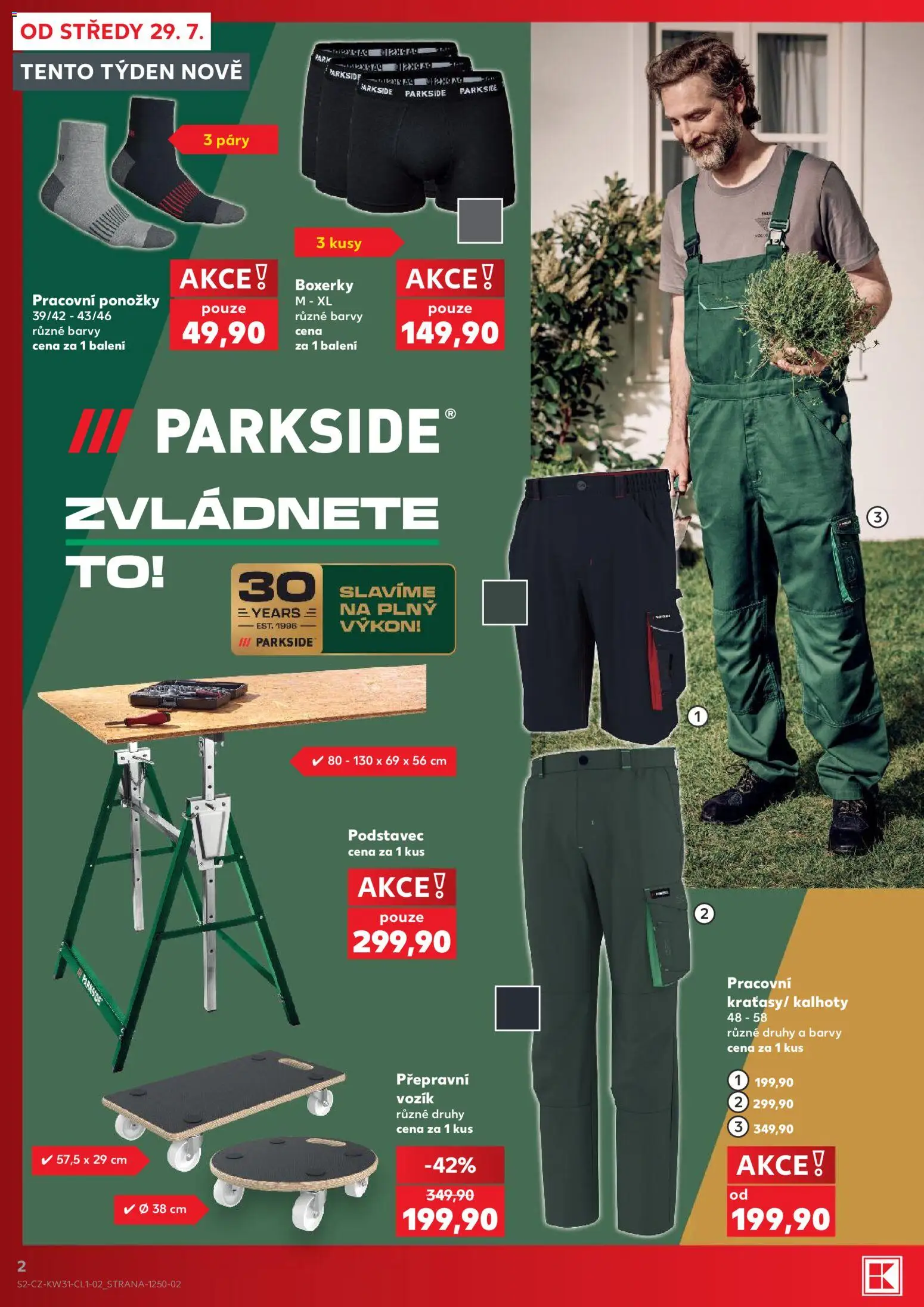 Kaufland leták - Plzeň Bory od 29.07.2026 | Strana: 2 | Produkty: Kalhoty, Ponožky, Boxerky, Barvy
