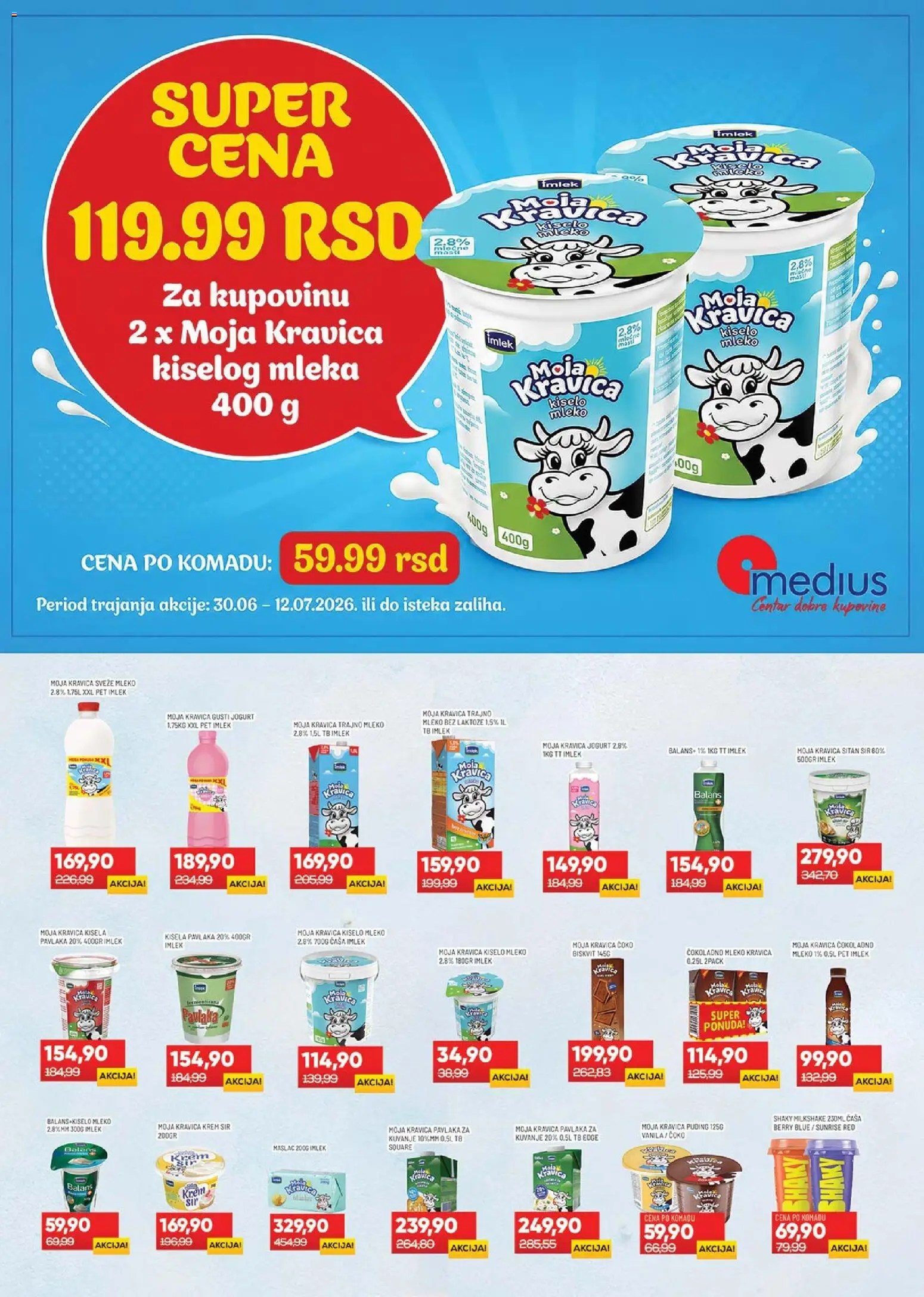 Medius katalog - važi od 30.06.2026 | Strana: 5 | Proizvode: Maslac, Čokoladno mleko, Kiselo mleko, Pavlaka
