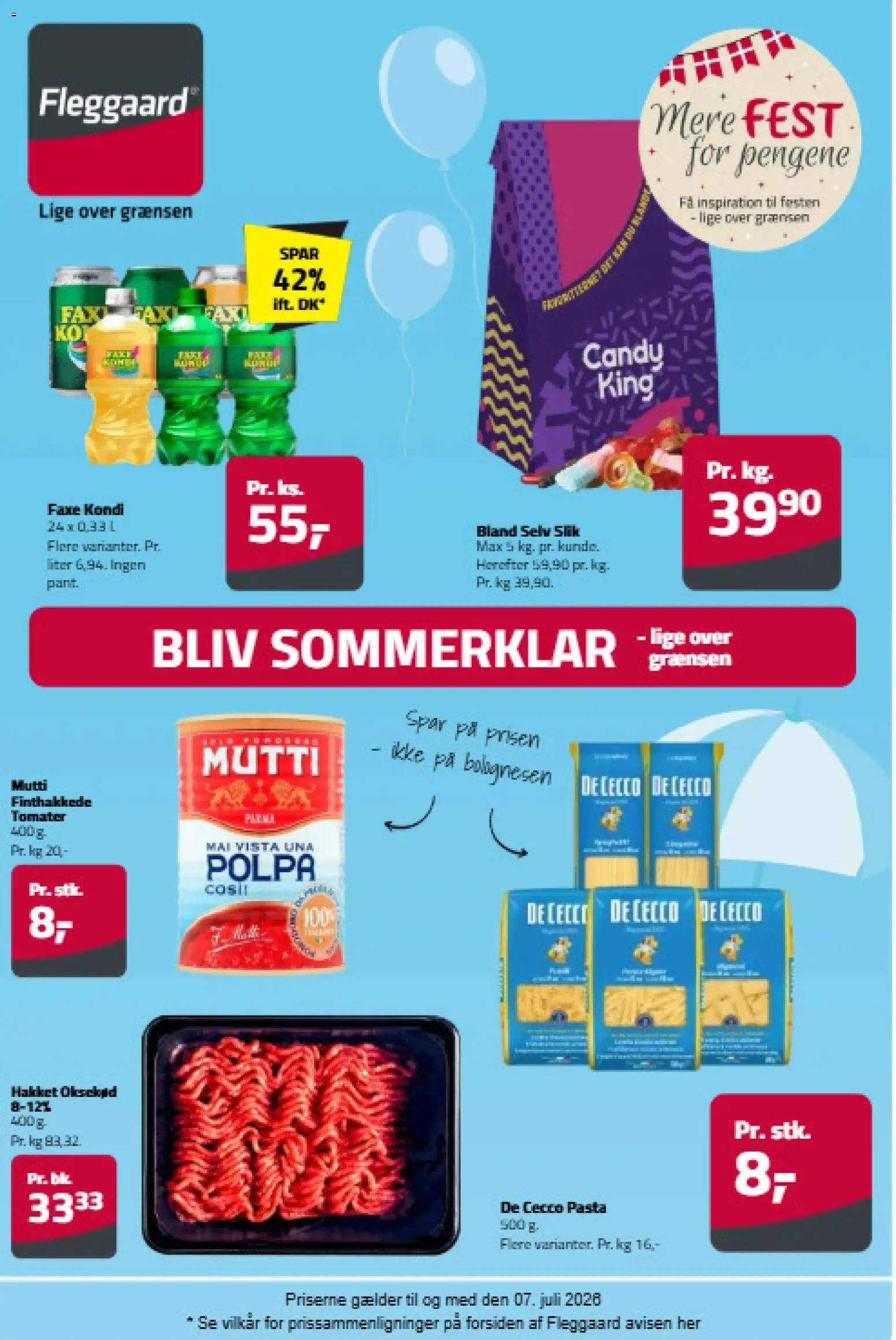 Fleggaard tilbudsavis – gyldig fra 24/06/2026 | Side: 1 | Produkter: Tomater, Slik, Pasta, Faxe Kondi