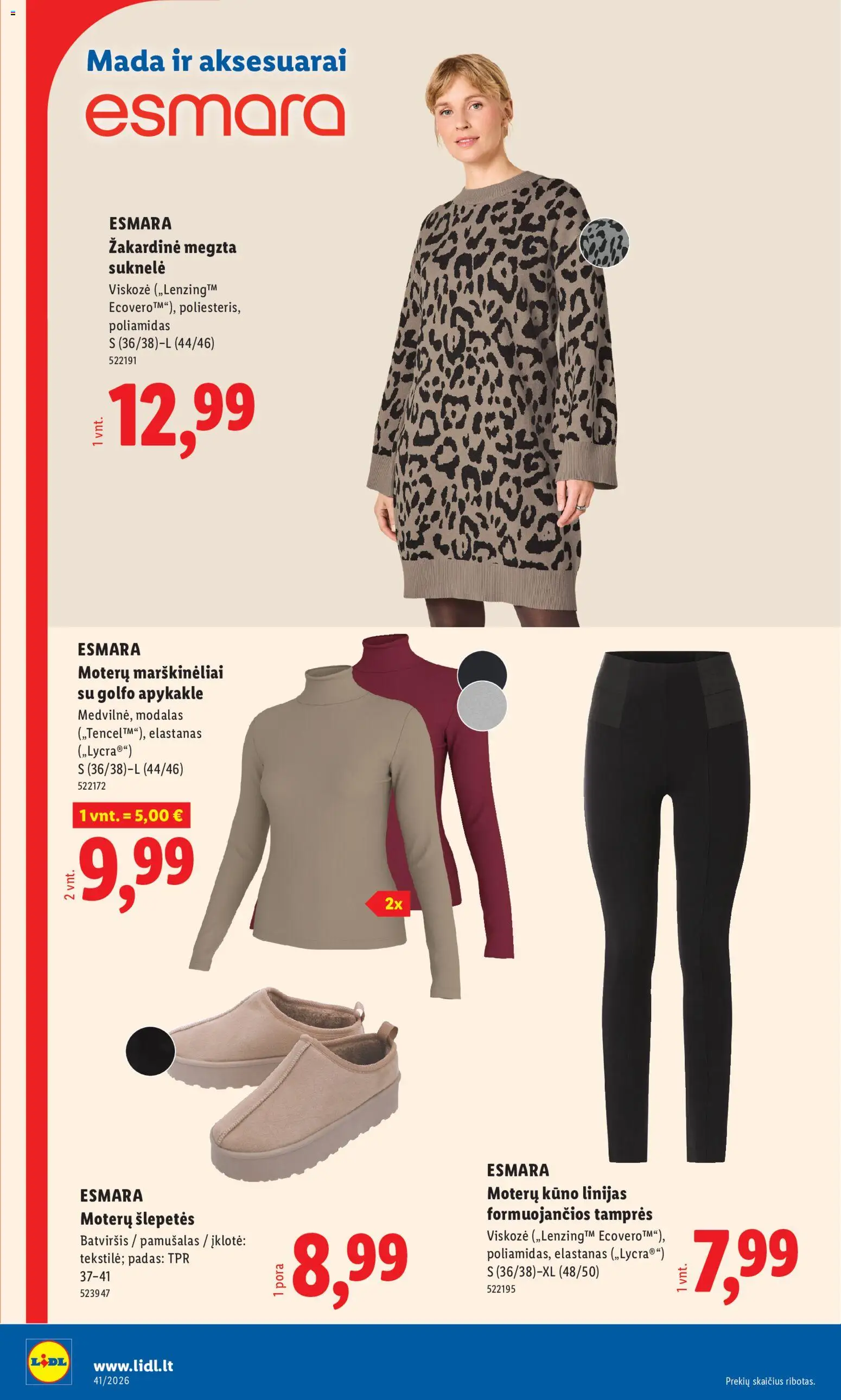 LIDL akcijos nuo 2026.10.05 | Puslapis: 20 | Prekių: Suknelė, Marškinėliai, Tamprės, Šlepetės