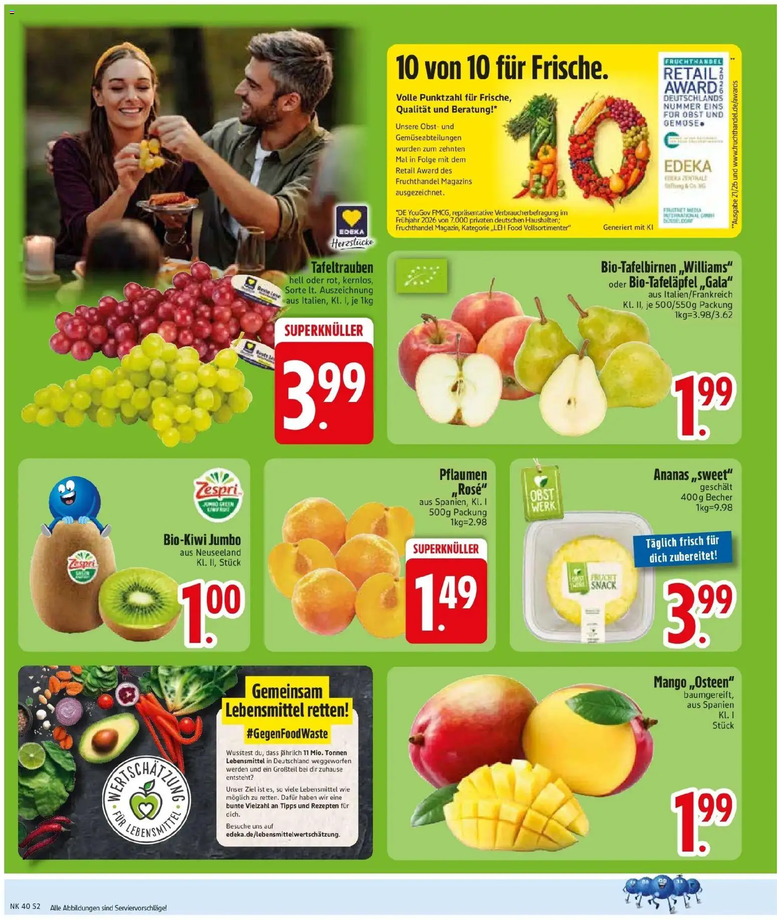 Edeka Prospekt Vilgertshofen-Issing (ab 28.09.2026) » Angebote Online | Seite: 4 | Produkte: Pflaumen, Ananas, Obst, Mango