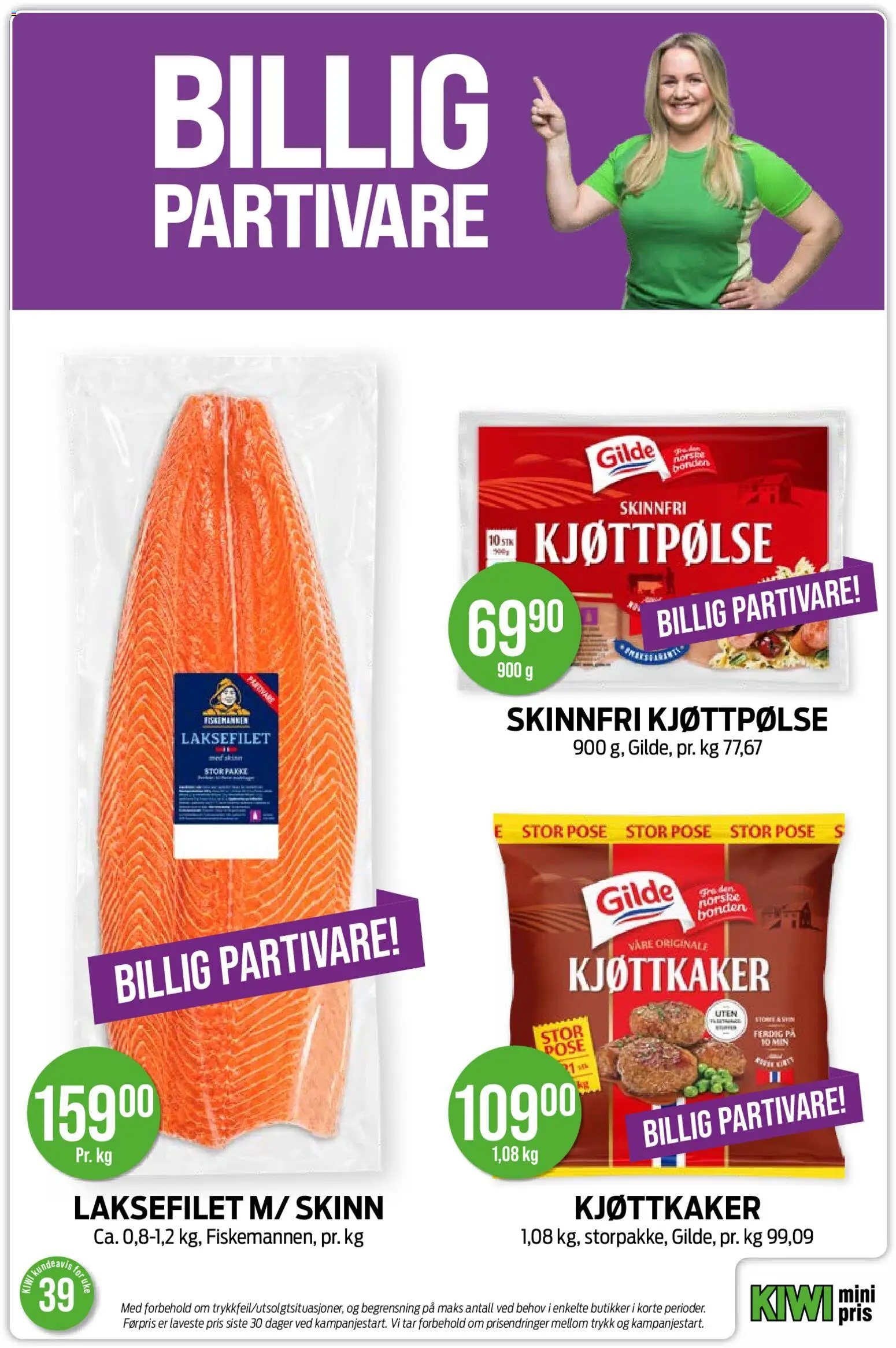 {H1} | Side: 11 | Produkter: Kiwi, Laksefilet, Ved, Kjøttkaker