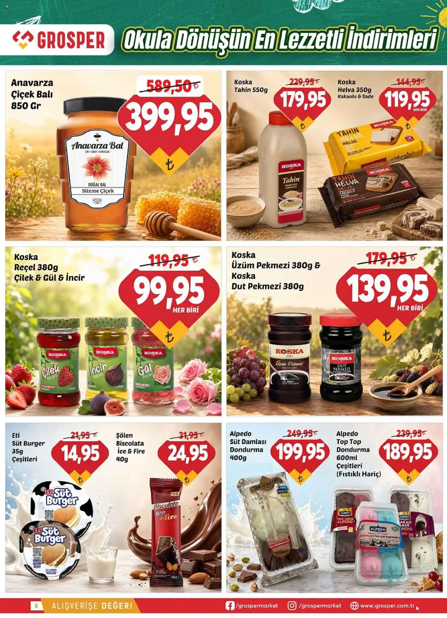 Grosper Katalog - 02 Eylül 2026 tarihinden itibaren geçerlidir | Sayfa: 5 | Ürünler: Süt, Çilek, Dondurma, Üzüm