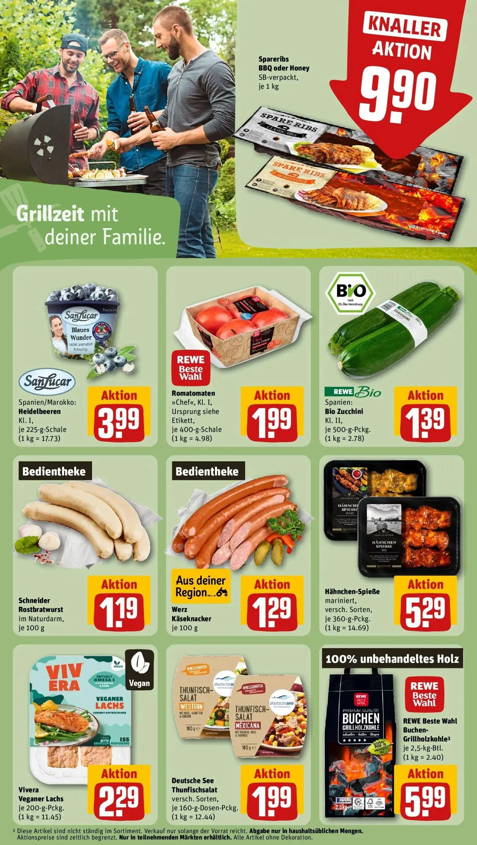 REWE Prospekt ab 04.05.2026 zum Blättern » Angebote | Seite: 23 | Produkte: Hahnchen, Spare ribs, Spieße, Salat