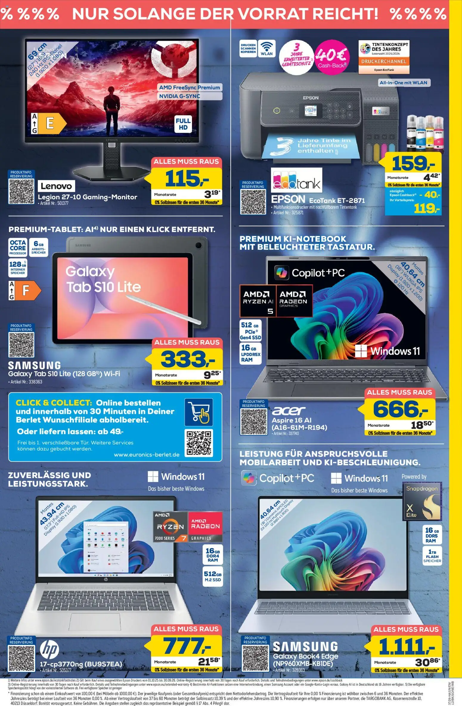 Euronics Prospekt Berlet – gültig ab 03.09.2026 | Seite: 7 | Produkte: Lenovo, Epson, Samsung