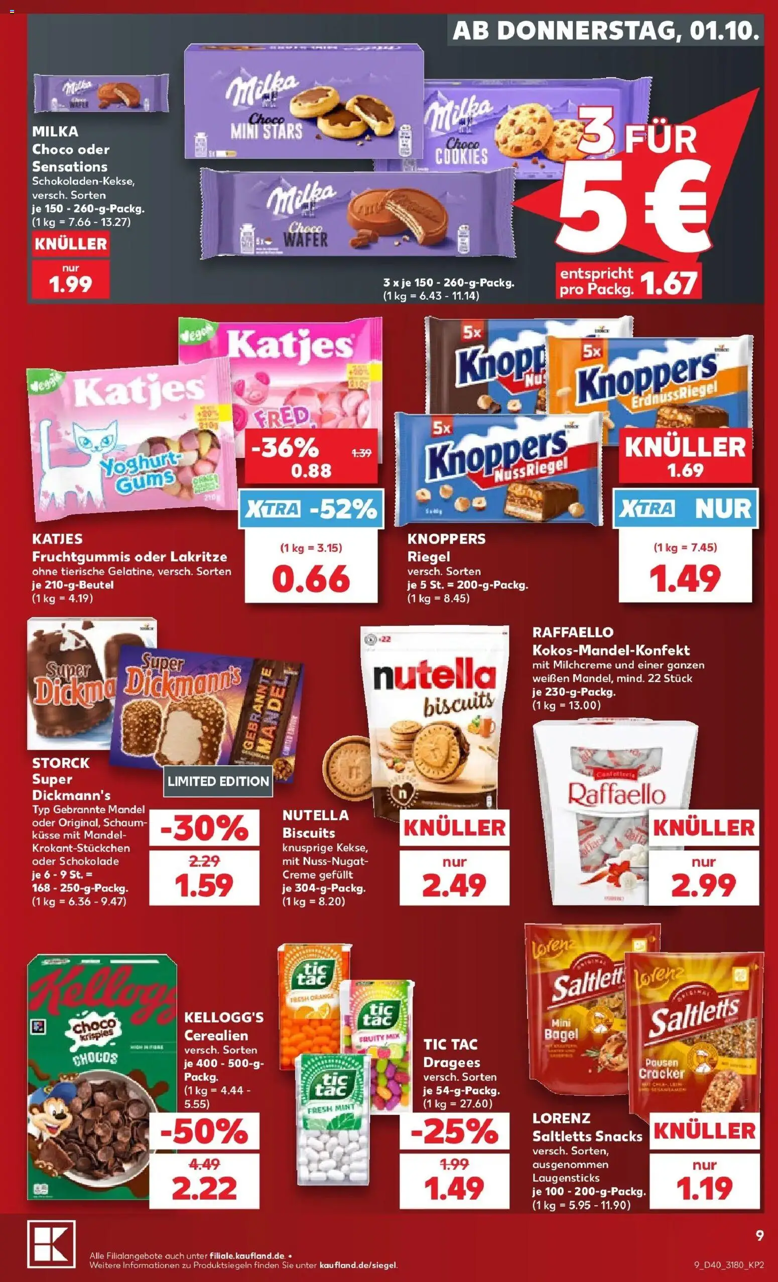 Prospekt Kaufland ab 28.09.2026 » Angebote Online zum Blättern | Seite: 19 | Produkte: Raffaello, Katjes, Nutella, Knoppers