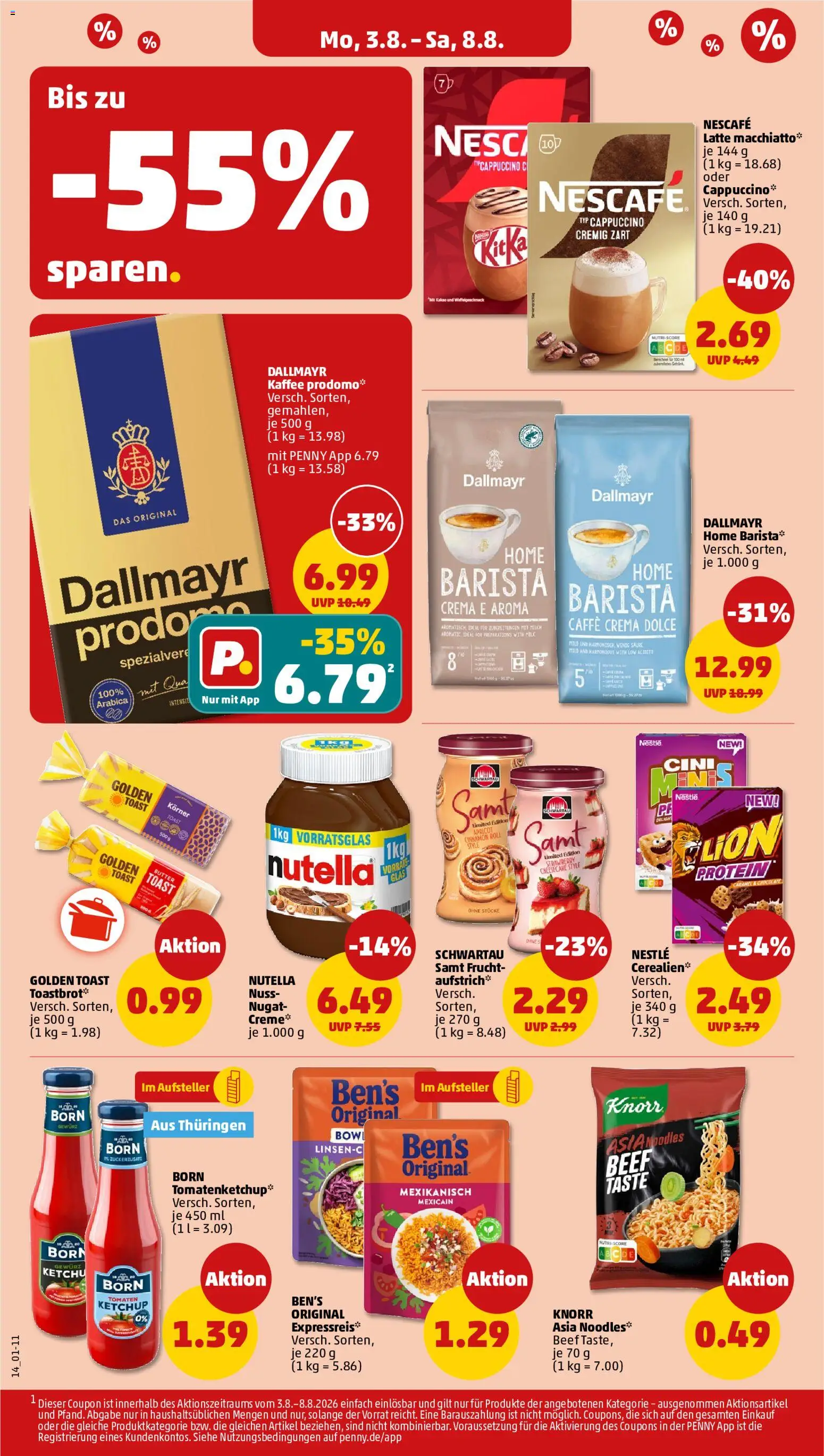 Penny Prospekt – gültig ab 03.08.2026 | Seite: 18 | Produkte: Milch, Butter, Tomaten, Creme