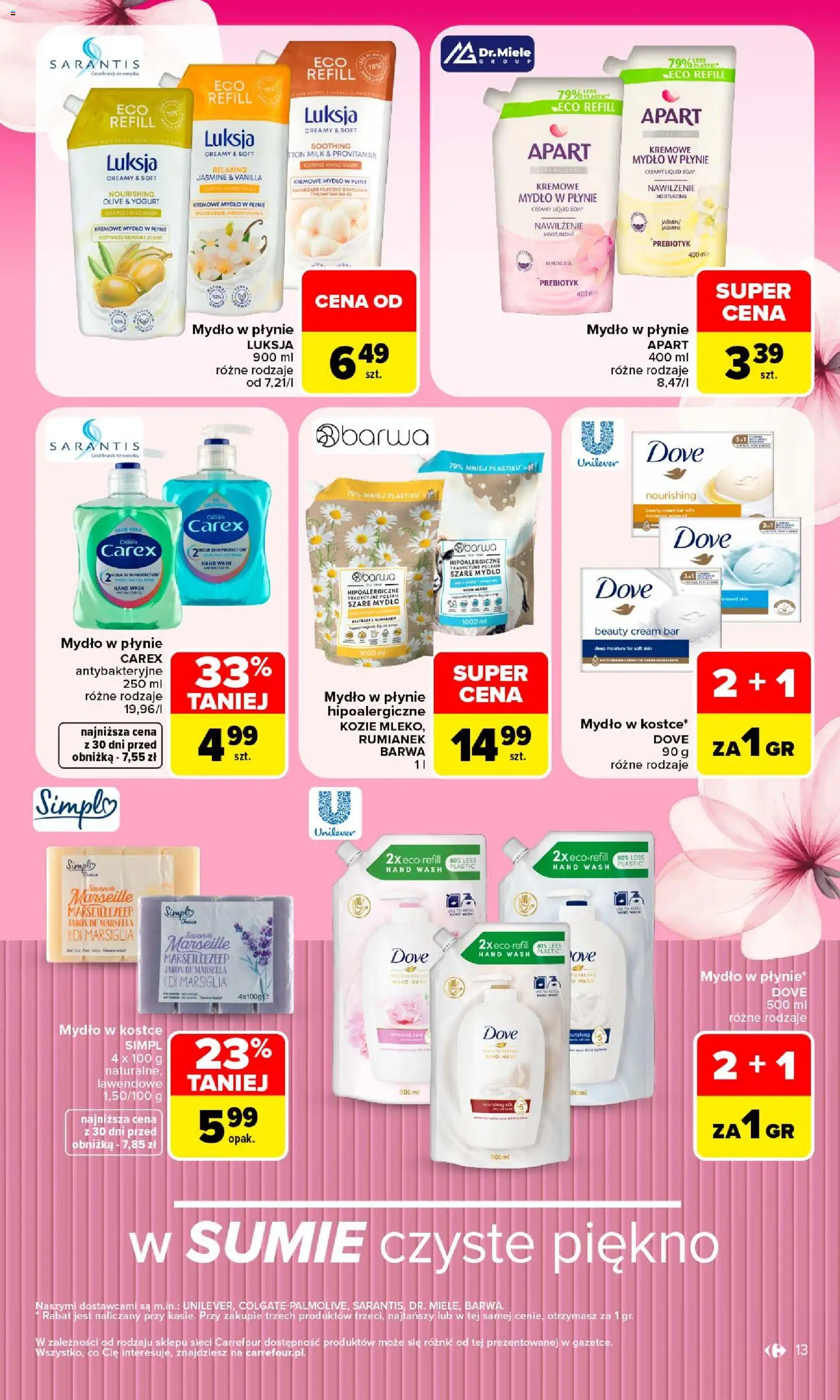 Carrefour gazetka - Siebie znasz najlepiej od 07.09.2026 | Strona: 13 | Produkty: Kremowe mydło w płynie, Szare mydło, Mydło w płynie, Jogurt