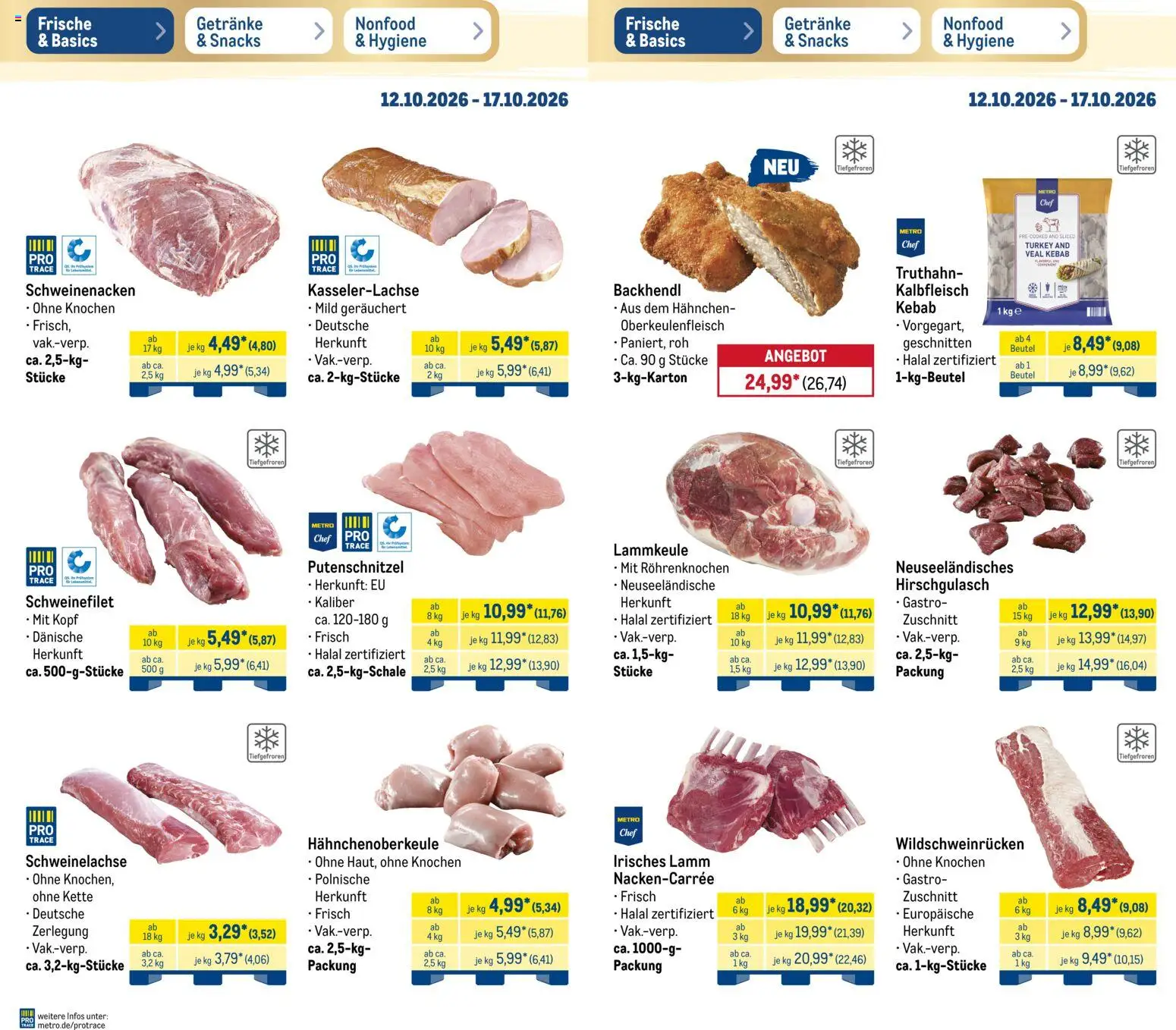 Metro Prospekt – gültig ab 12.10.2026 | Seite: 3 | Produkte: Lammkeule, Hahnchen, Schweinenacken, Putenschnitzel