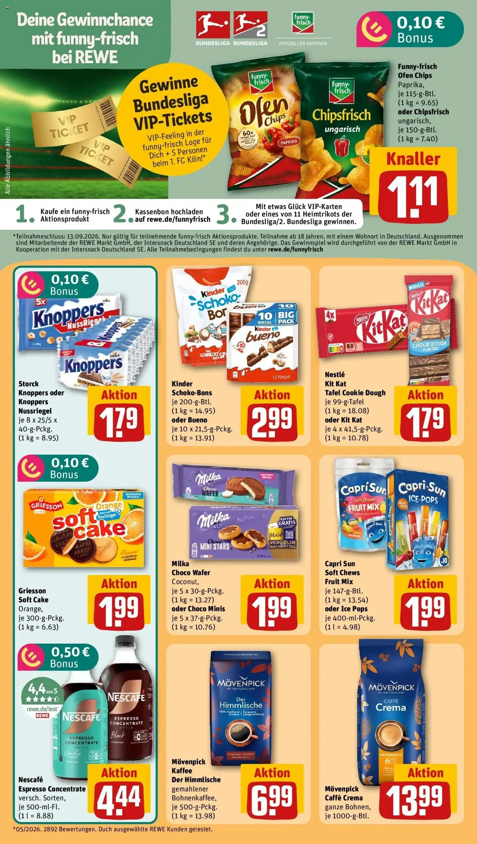 REWE Prospekt ab 31.08.2026 zum Blättern » Angebote | Seite: 21 | Produkte: Ofen, Nescafe, Funny frisch, Chips